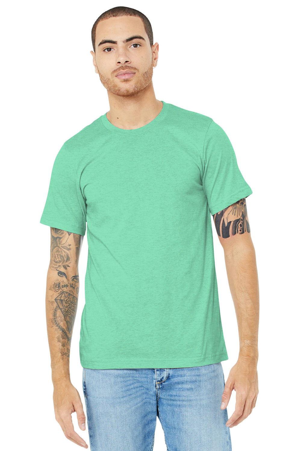 BELLA+CANVAS® Unisex Heather CVC Short Sleeve Tee - Heather Prism Mint - XS