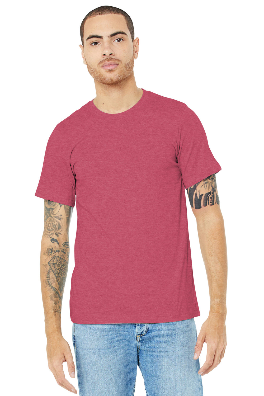 BELLA+CANVAS® Unisex Heather CVC Short Sleeve Tee - Heather Raspberry - XS