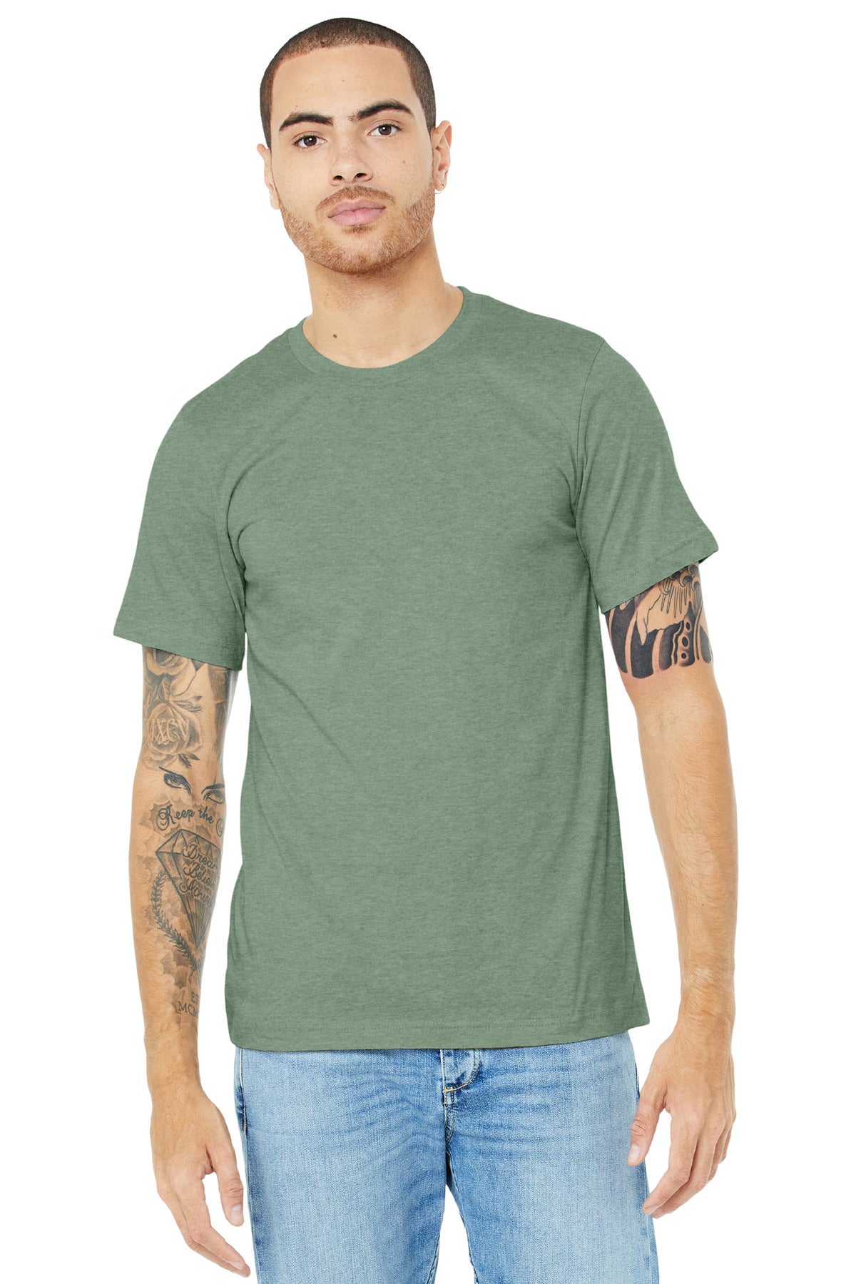 BELLA+CANVAS® Unisex Heather CVC Short Sleeve Tee - Heather Sage - 2XL
