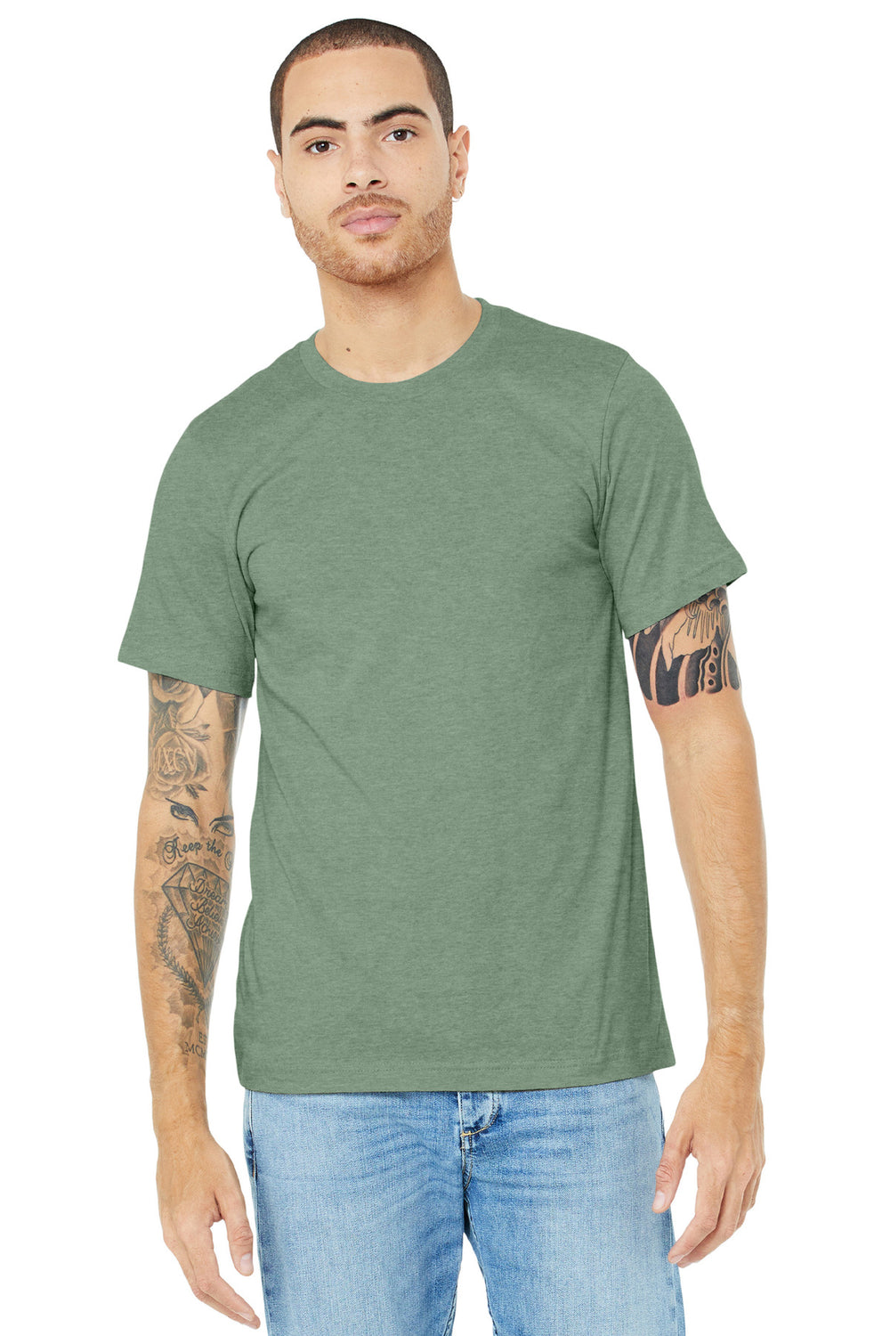 BELLA+CANVAS® Unisex Heather CVC Short Sleeve Tee - Heather Sage - 2XL