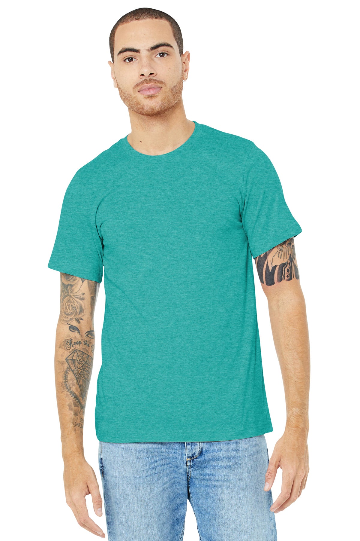 BELLA+CANVAS® Unisex Heather CVC Short Sleeve Tee - Heather Sea Green - XS