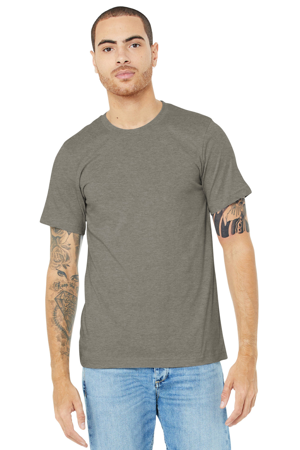 BELLA+CANVAS® Unisex Heather CVC Short Sleeve Tee - Heather Stone - XS