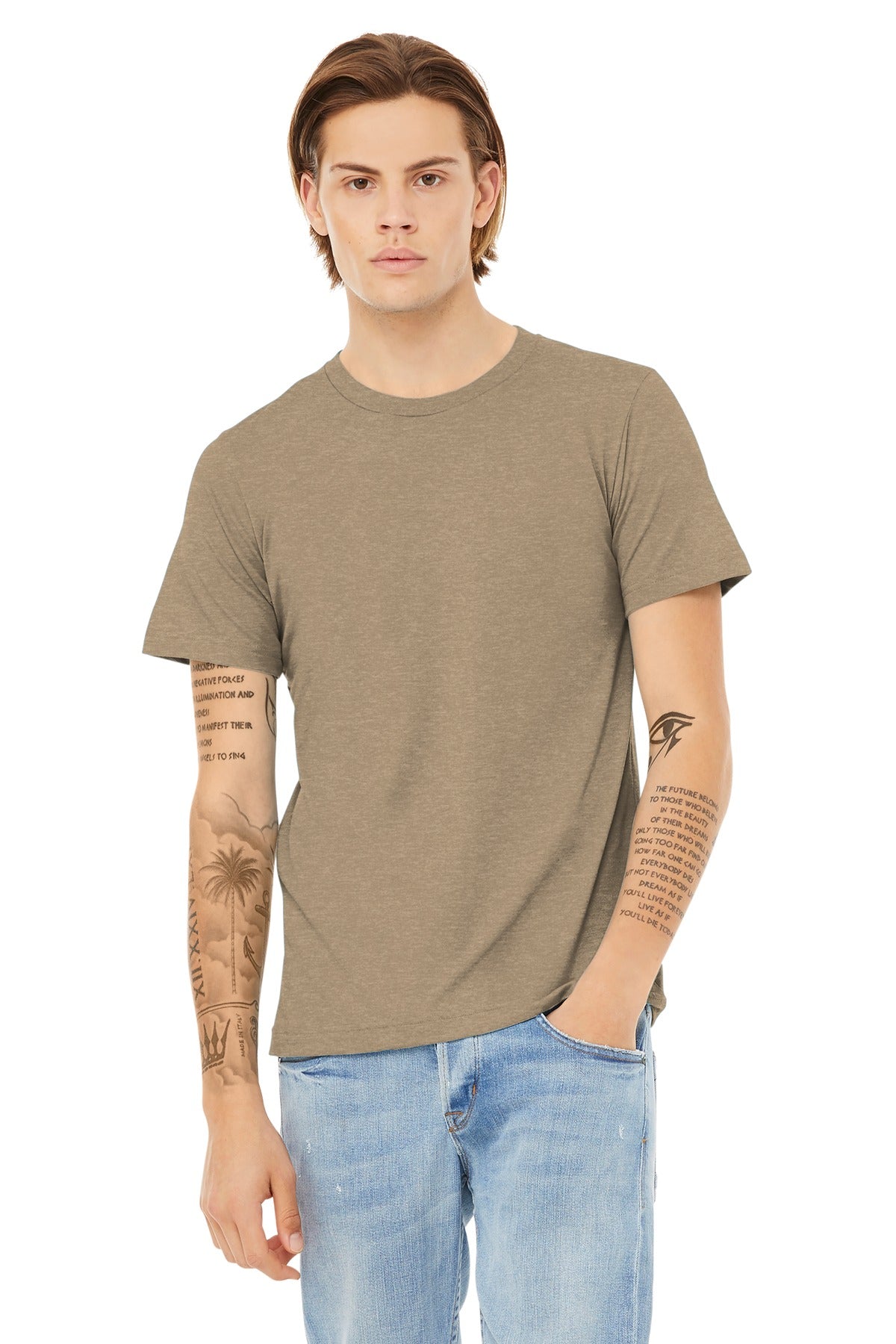 BELLA+CANVAS® Unisex Heather CVC Short Sleeve Tee - Heather Tan - XS