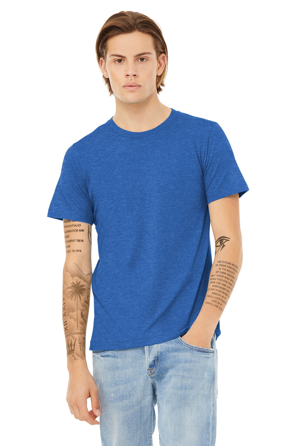 BELLA+CANVAS® Unisex Heather CVC Short Sleeve Tee - Heather True Royal - XS