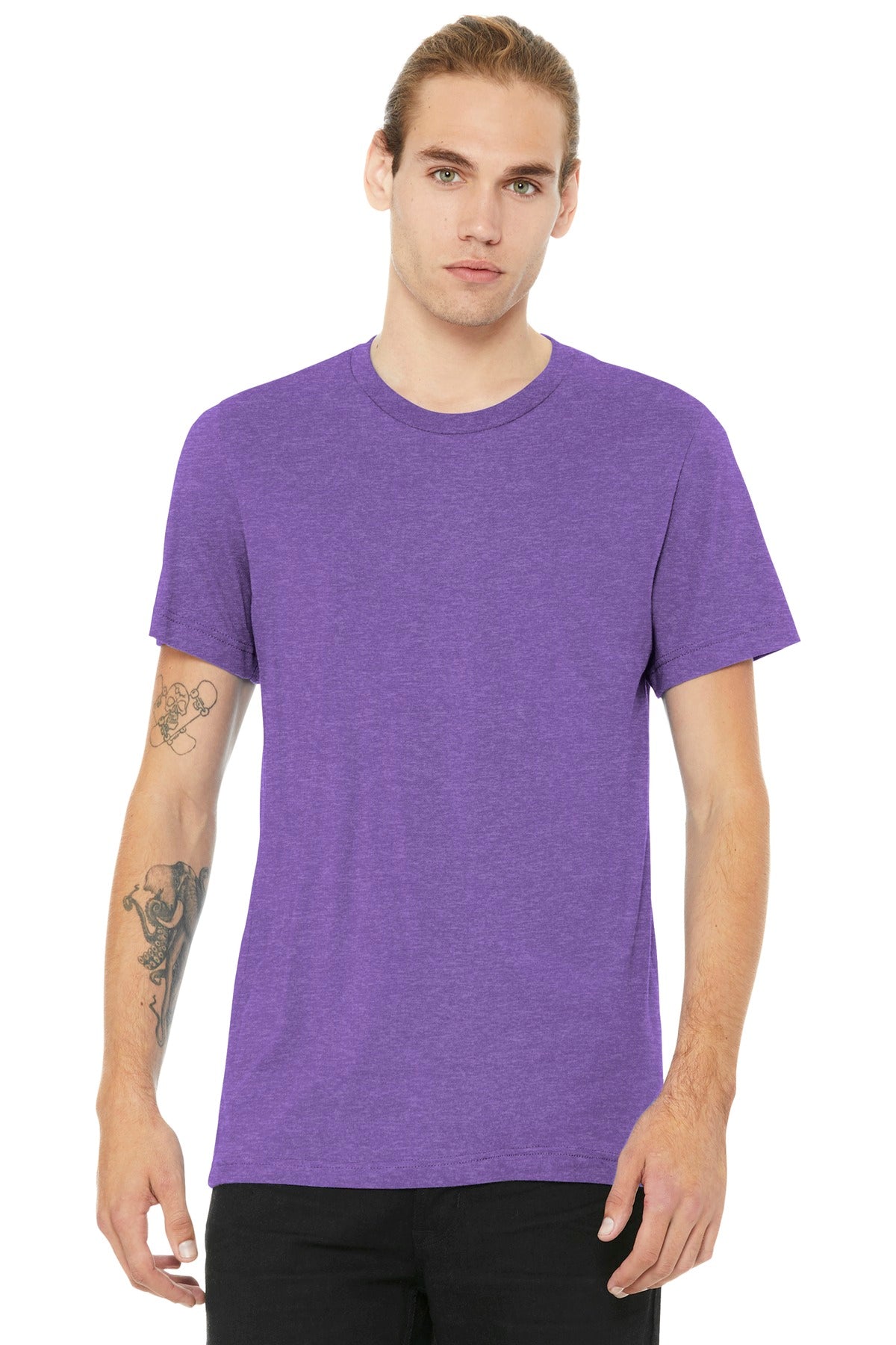 BELLA+CANVAS® Unisex Heather CVC Short Sleeve Tee - Heather Team Purple - XS