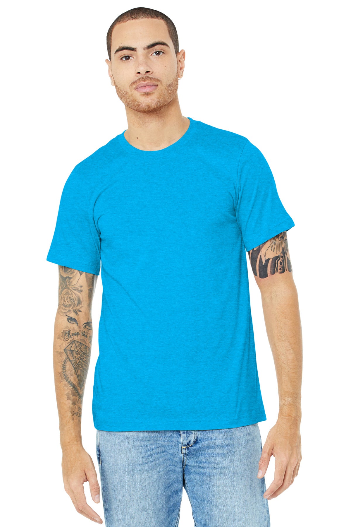 BELLA+CANVAS® Unisex Heather CVC Short Sleeve Tee - Neon Blue - 2XL