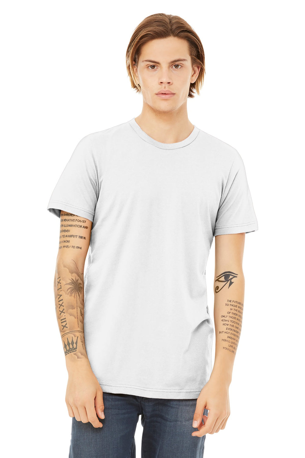 BELLA+CANVAS® Unisex Heather CVC Short Sleeve Tee - Solid White Blend - XS