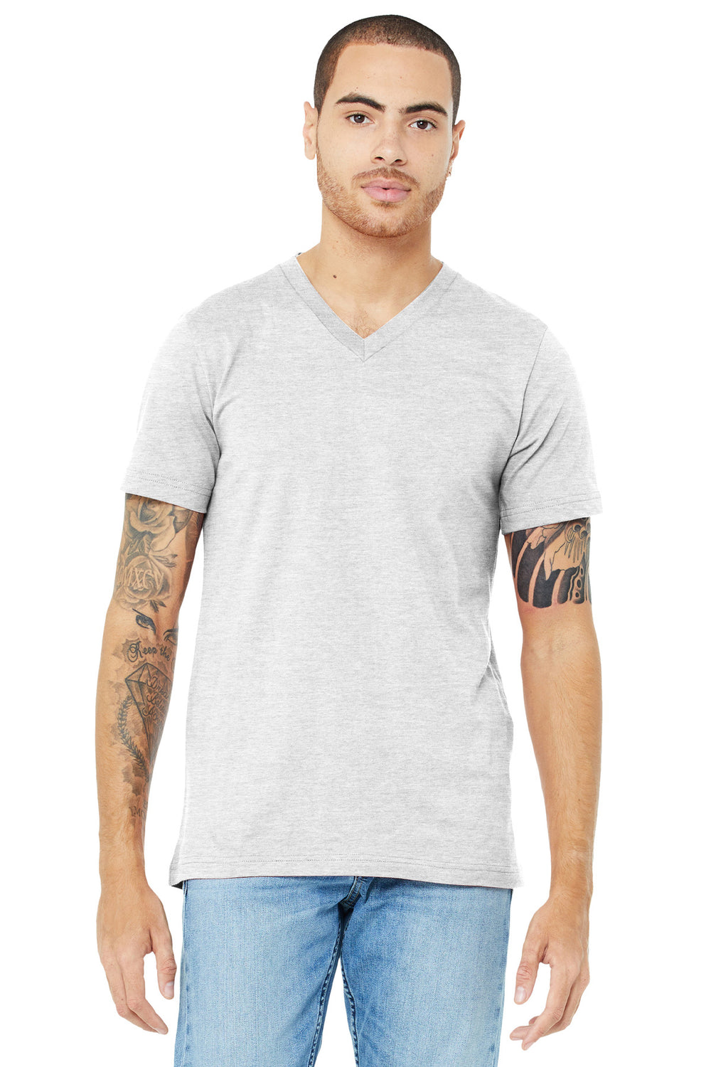 BELLA+CANVAS® Unisex Jersey Short Sleeve V-Neck Tee - Ash - XS