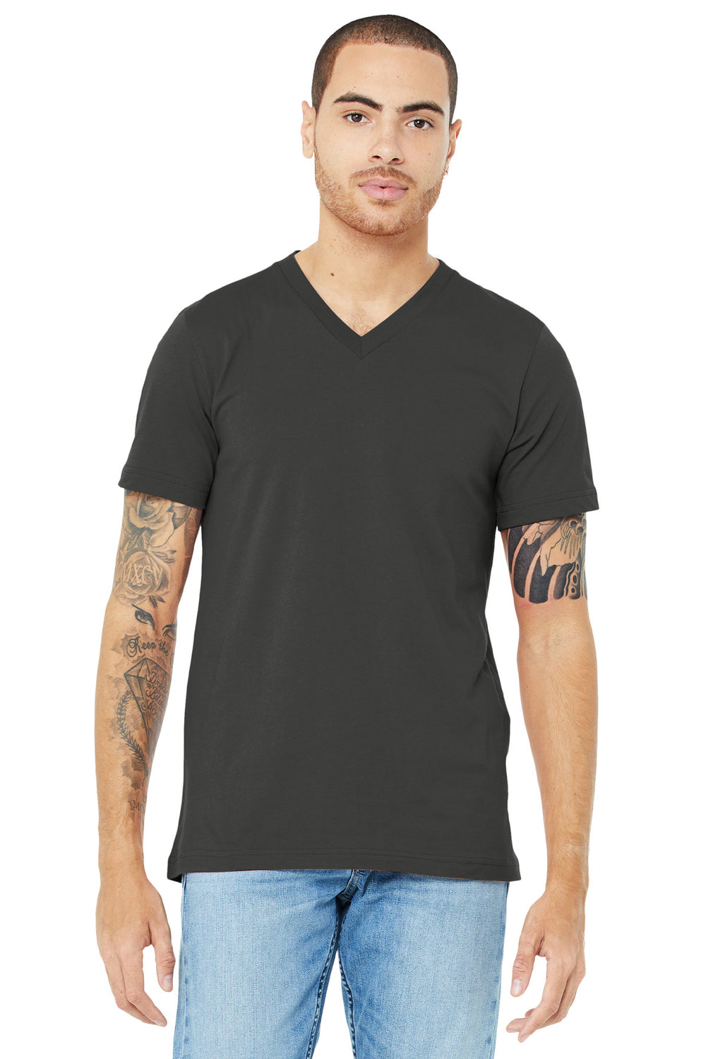 BELLA+CANVAS® Unisex Jersey Short Sleeve V-Neck Tee - Asphalt - XS