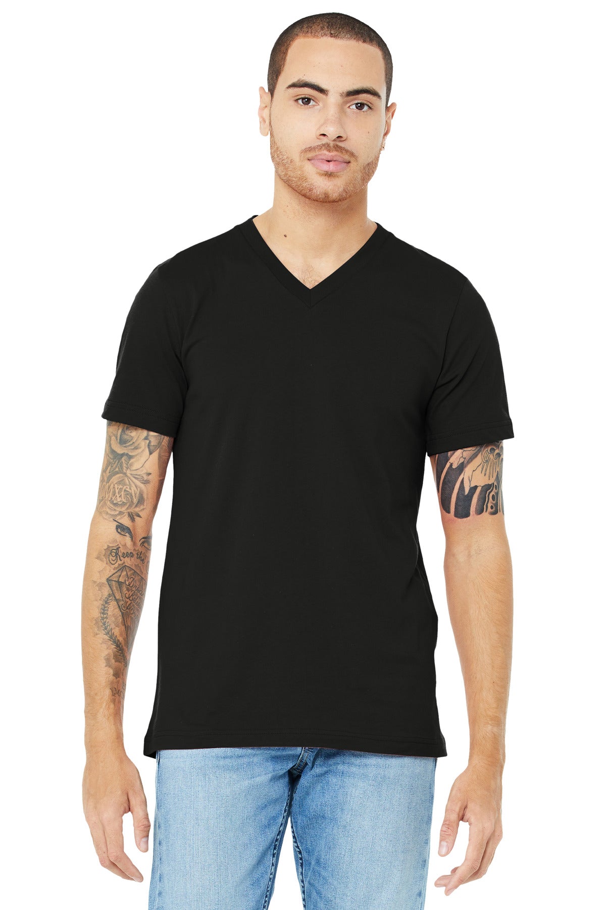BELLA+CANVAS® Unisex Jersey Short Sleeve V-Neck Tee - Black - XS