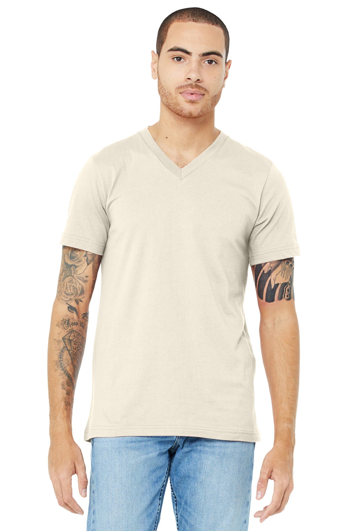 BELLA+CANVAS® Unisex Jersey Short Sleeve V-Neck Tee - Natural - 2XL
