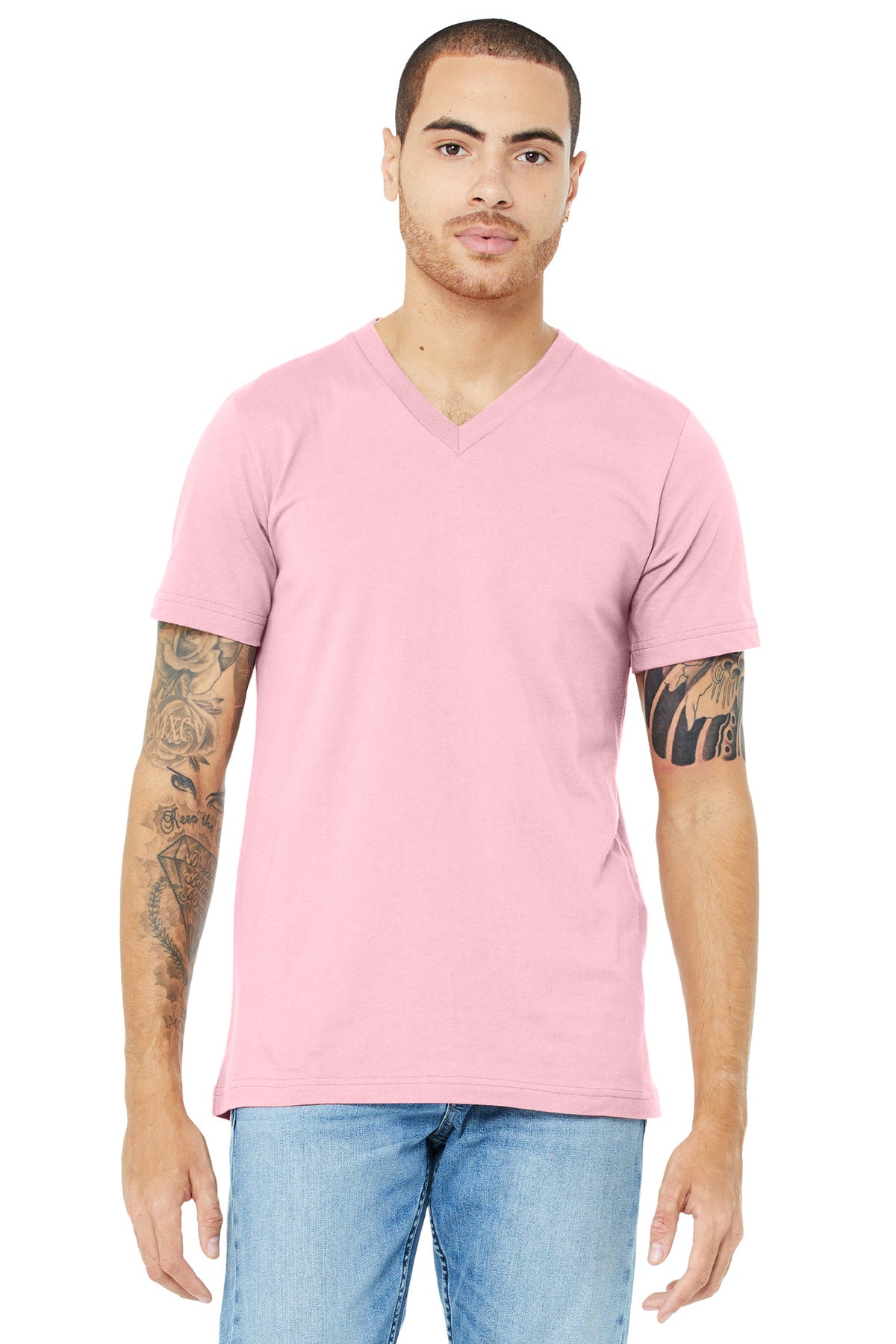BELLA+CANVAS® Unisex Jersey Short Sleeve V-Neck Tee - Pink - 2XL
