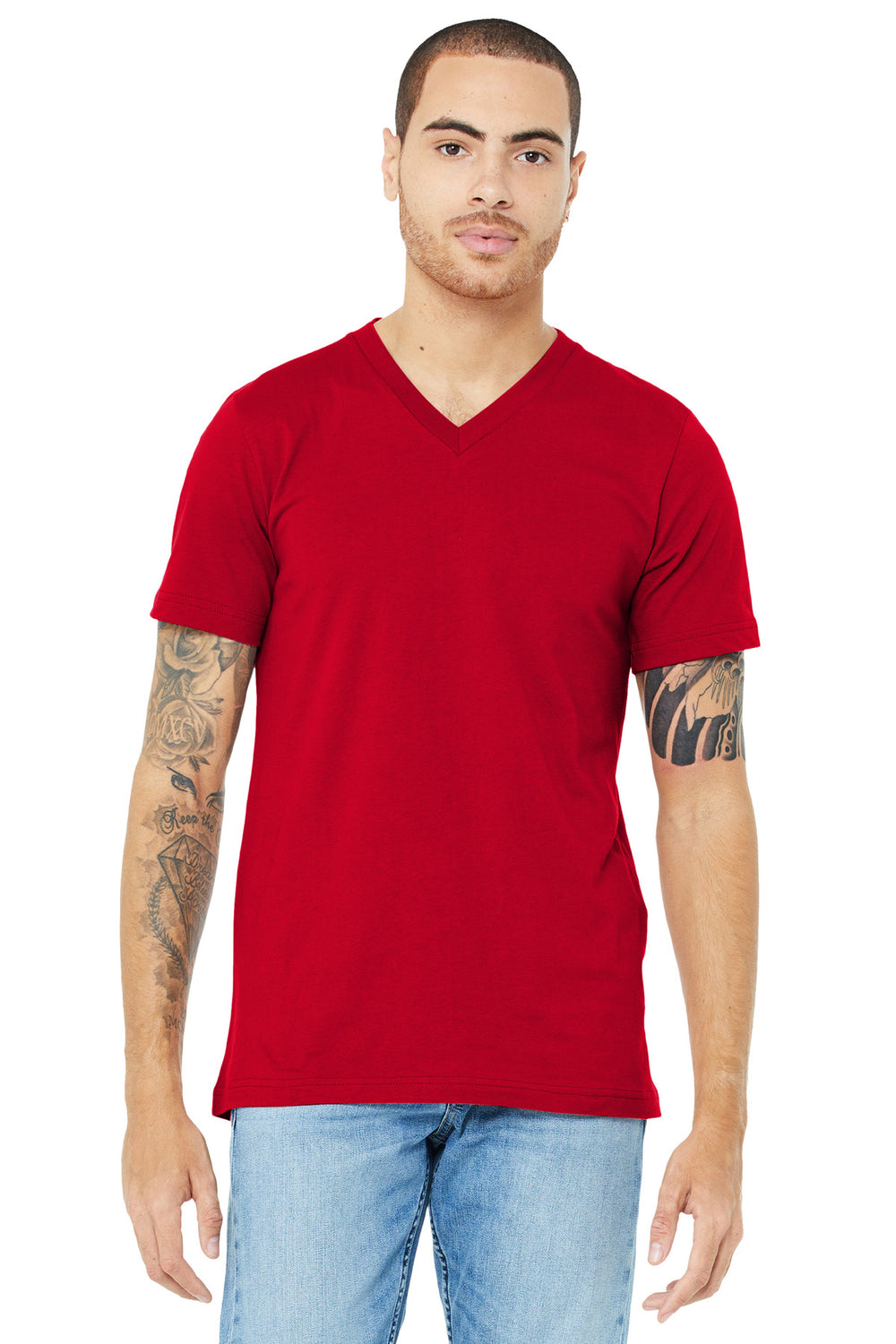 BELLA+CANVAS® Unisex Jersey Short Sleeve V-Neck Tee - Red - XS