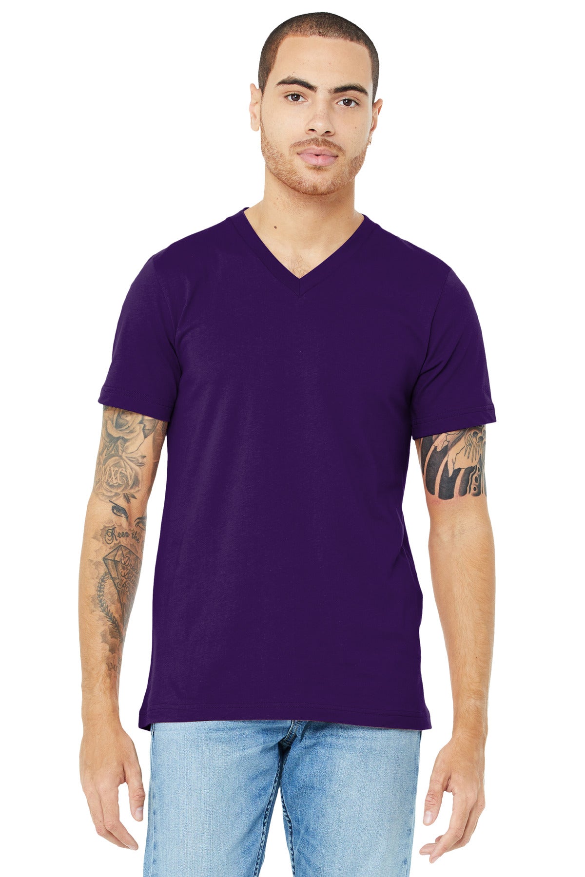BELLA+CANVAS® Unisex Jersey Short Sleeve V-Neck Tee - Team Purple - XS