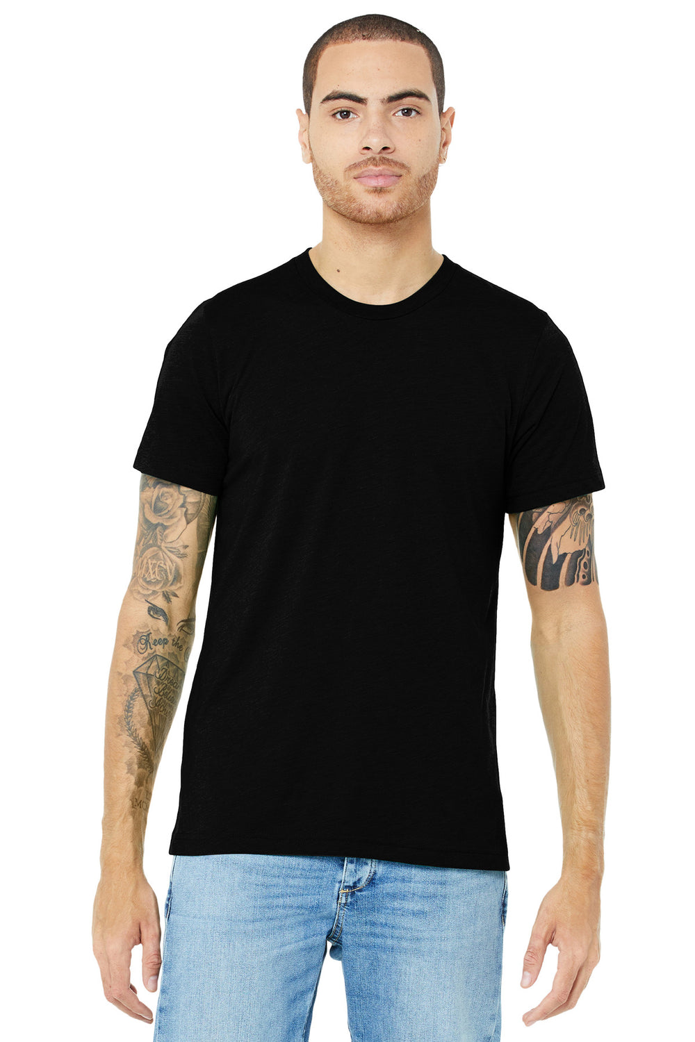 BELLA+CANVAS® Unisex Triblend Short Sleeve Tee - Solid Black Triblend - XS