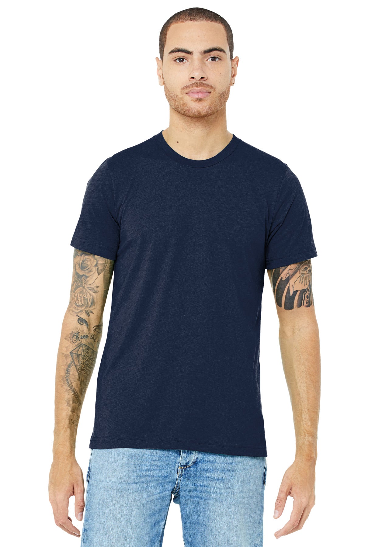 BELLA+CANVAS® Unisex Triblend Short Sleeve Tee - Solid Navy Triblend - XS