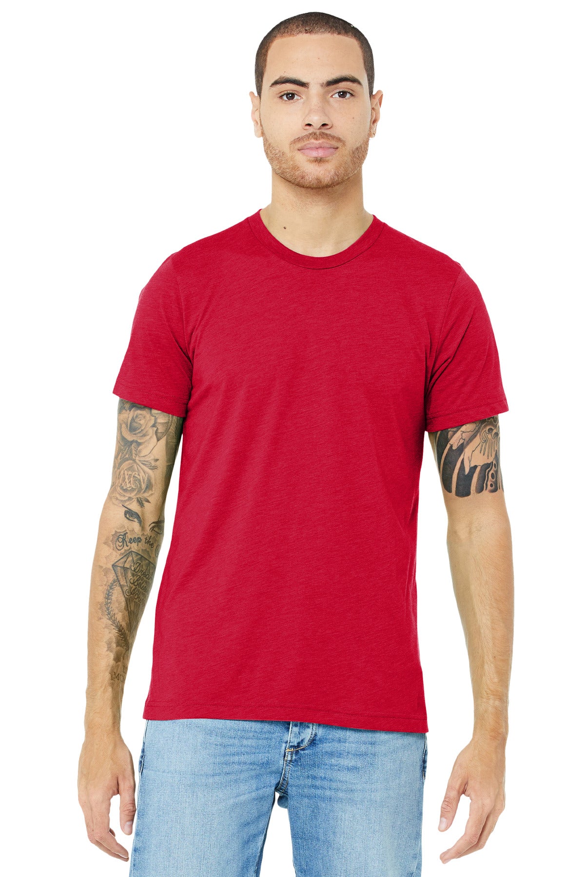 BELLA+CANVAS® Unisex Triblend Short Sleeve Tee - Solid Red Triblend - XS
