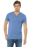 BELLA+CANVAS® Unisex Triblend Short Sleeve V-Neck Tee - Blue Triblend - XS