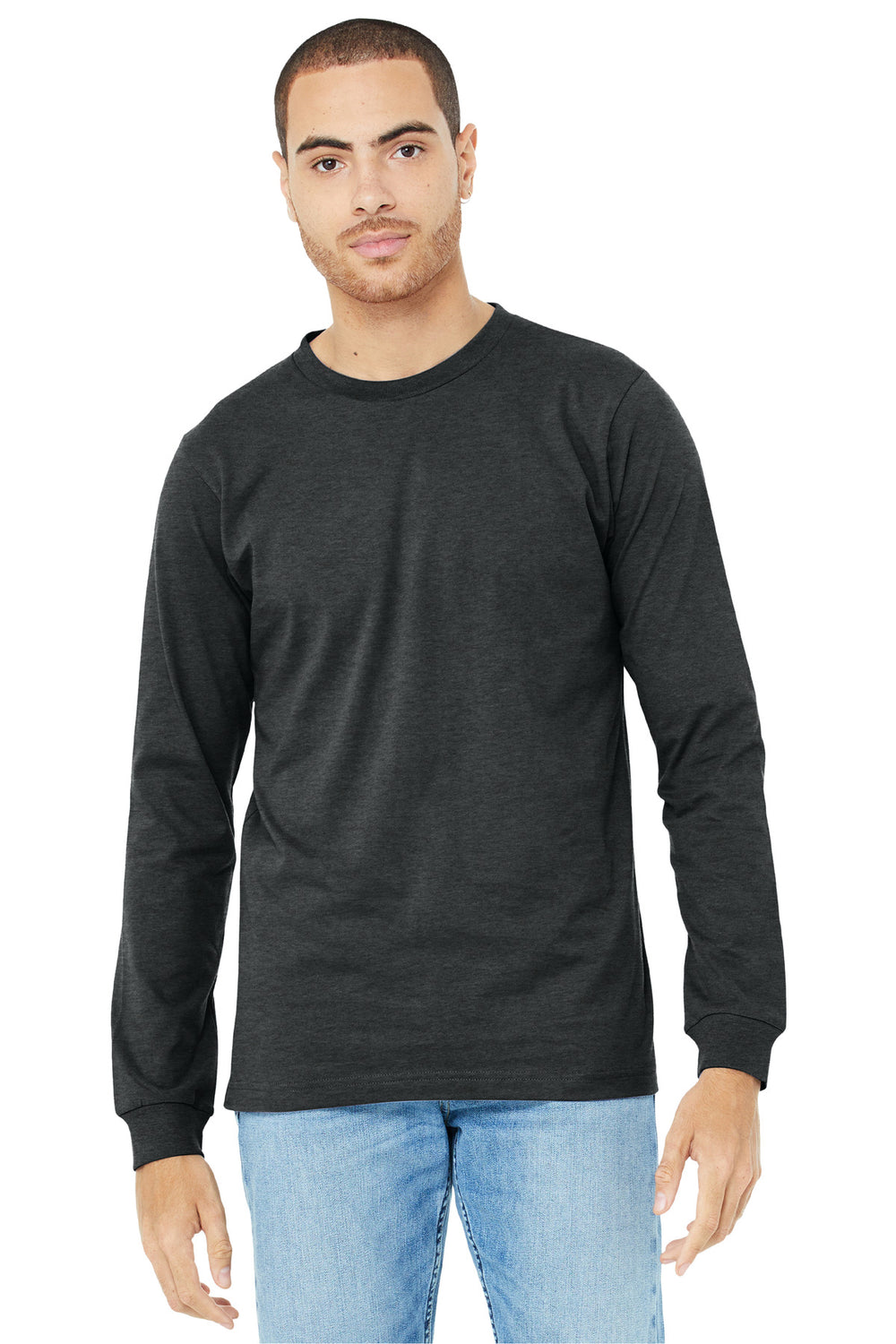 BELLA+CANVAS® Unisex Heather CVC Long Sleeve Tee - Dark Grey Heather - XS