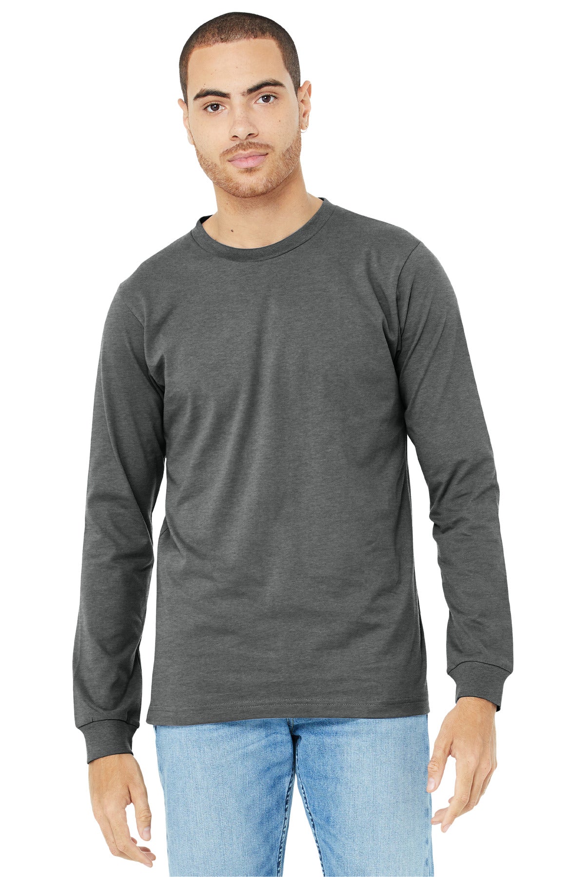 BELLA+CANVAS® Unisex Heather CVC Long Sleeve Tee - Deep Heather - XS