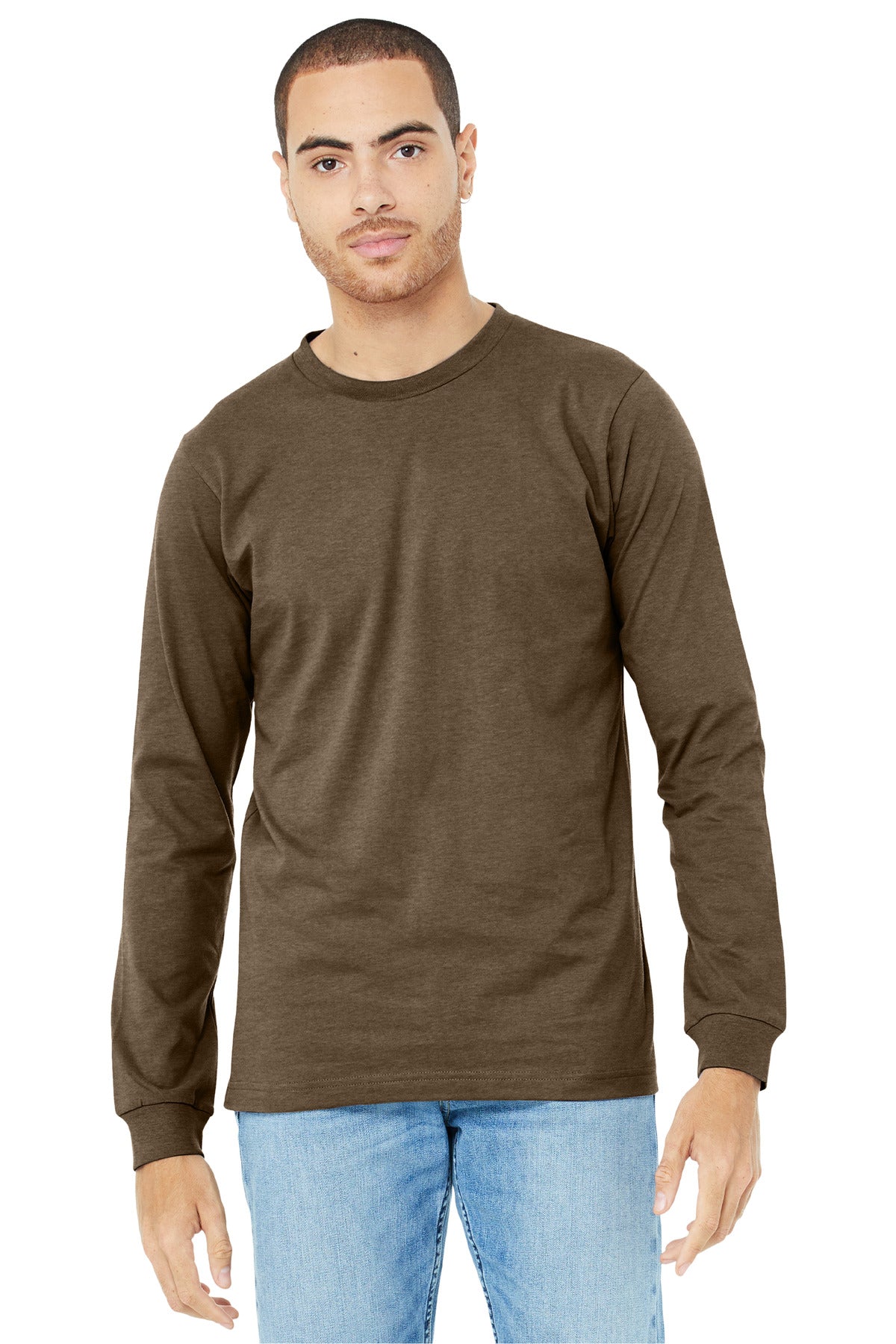 BELLA+CANVAS® Unisex Heather CVC Long Sleeve Tee - Heather Brown - 2XL