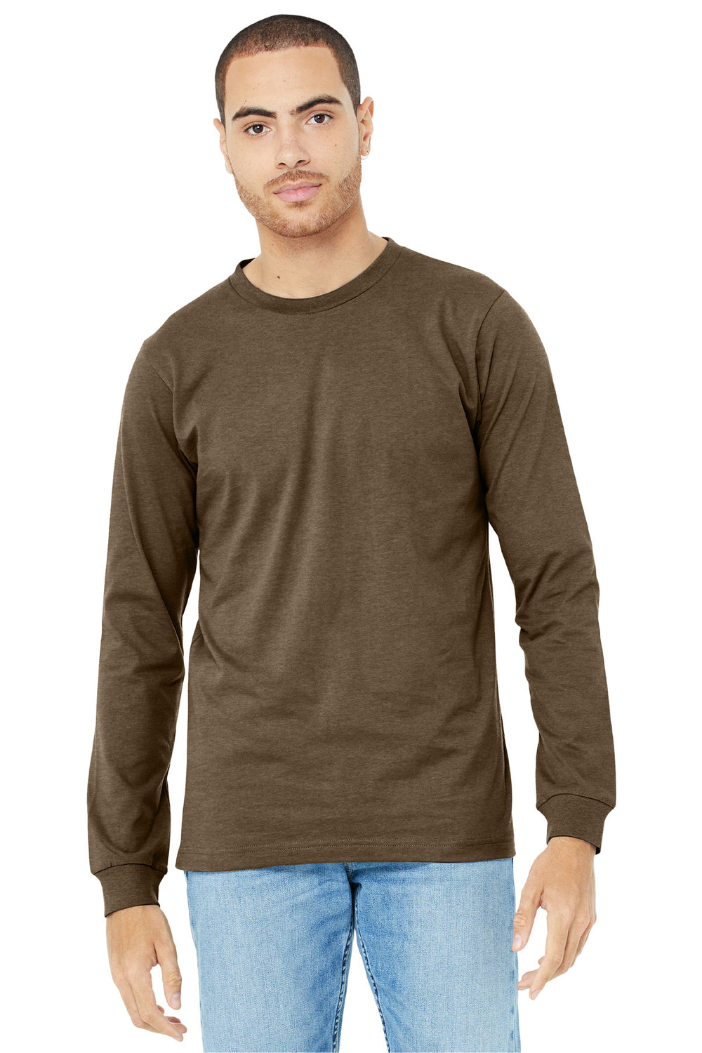 BELLA+CANVAS® Unisex Heather CVC Long Sleeve Tee - Heather Brown - 2XL