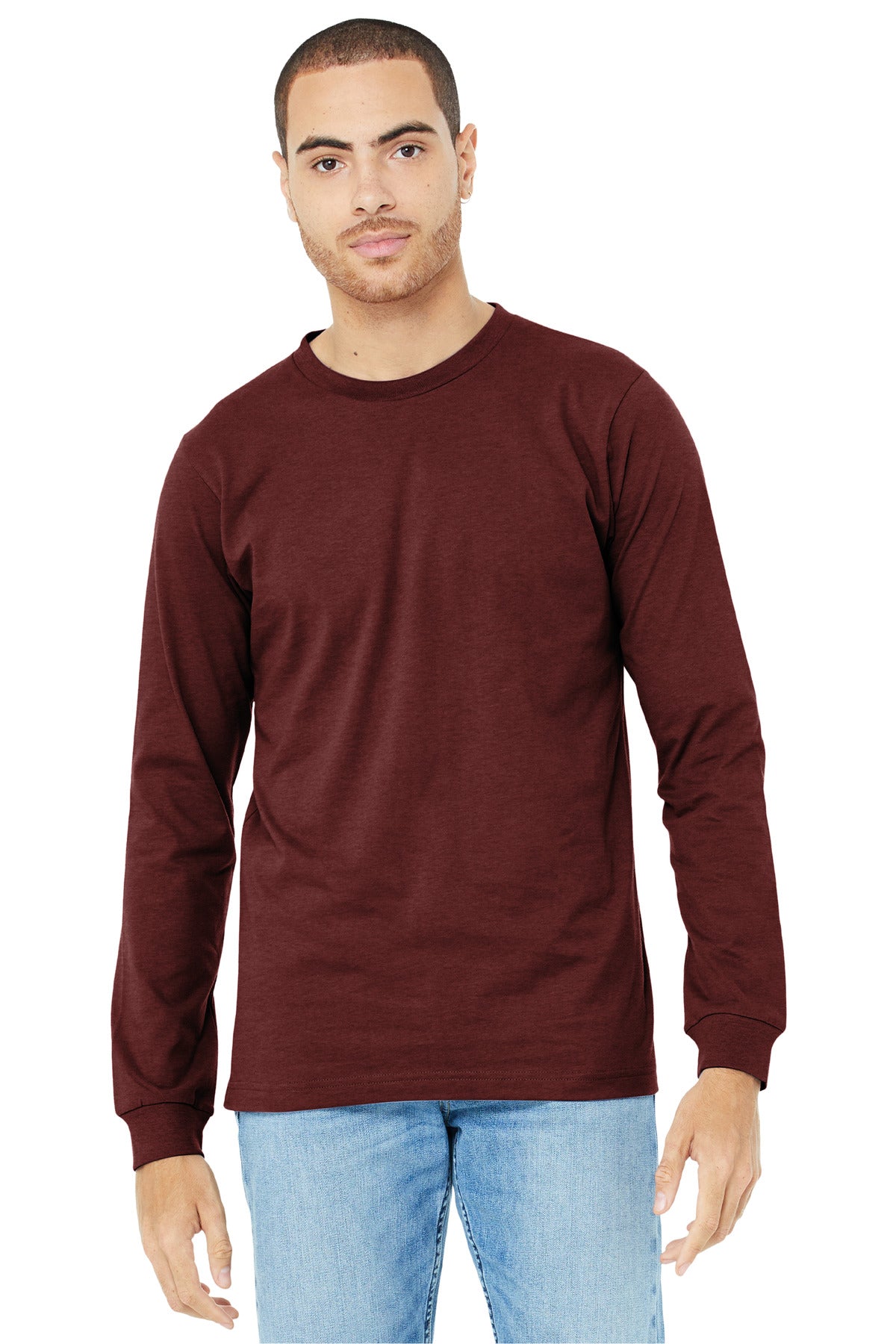 BELLA+CANVAS® Unisex Heather CVC Long Sleeve Tee - Heather Cardinal - 2XL