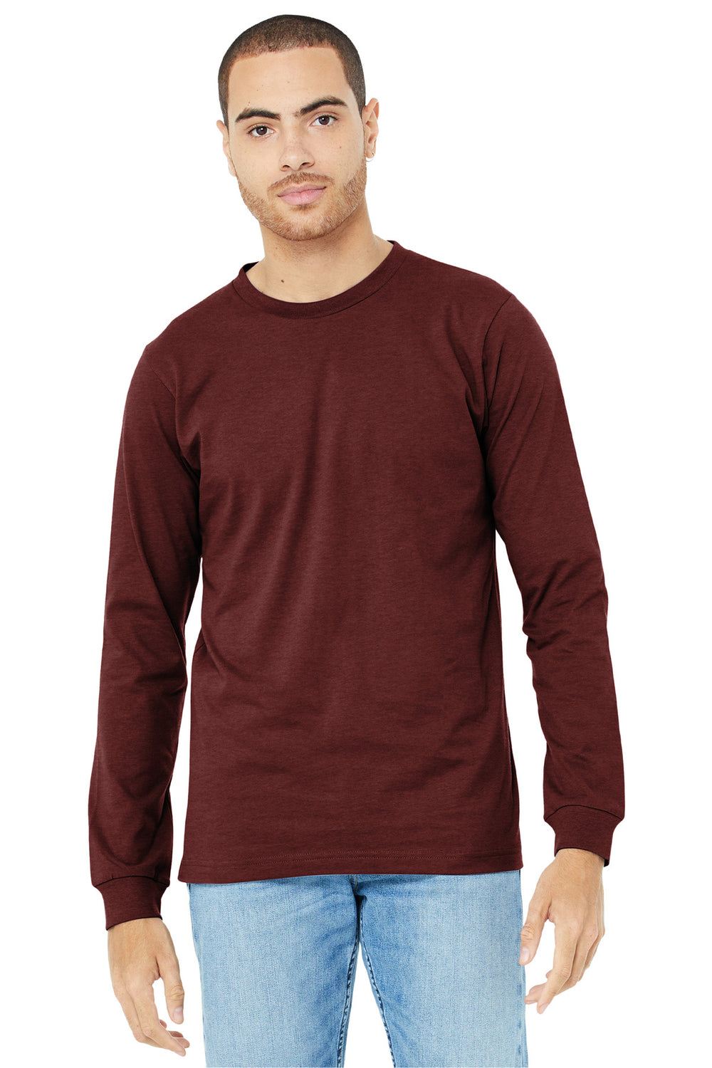 BELLA+CANVAS® Unisex Heather CVC Long Sleeve Tee - Heather Cardinal - 2XL