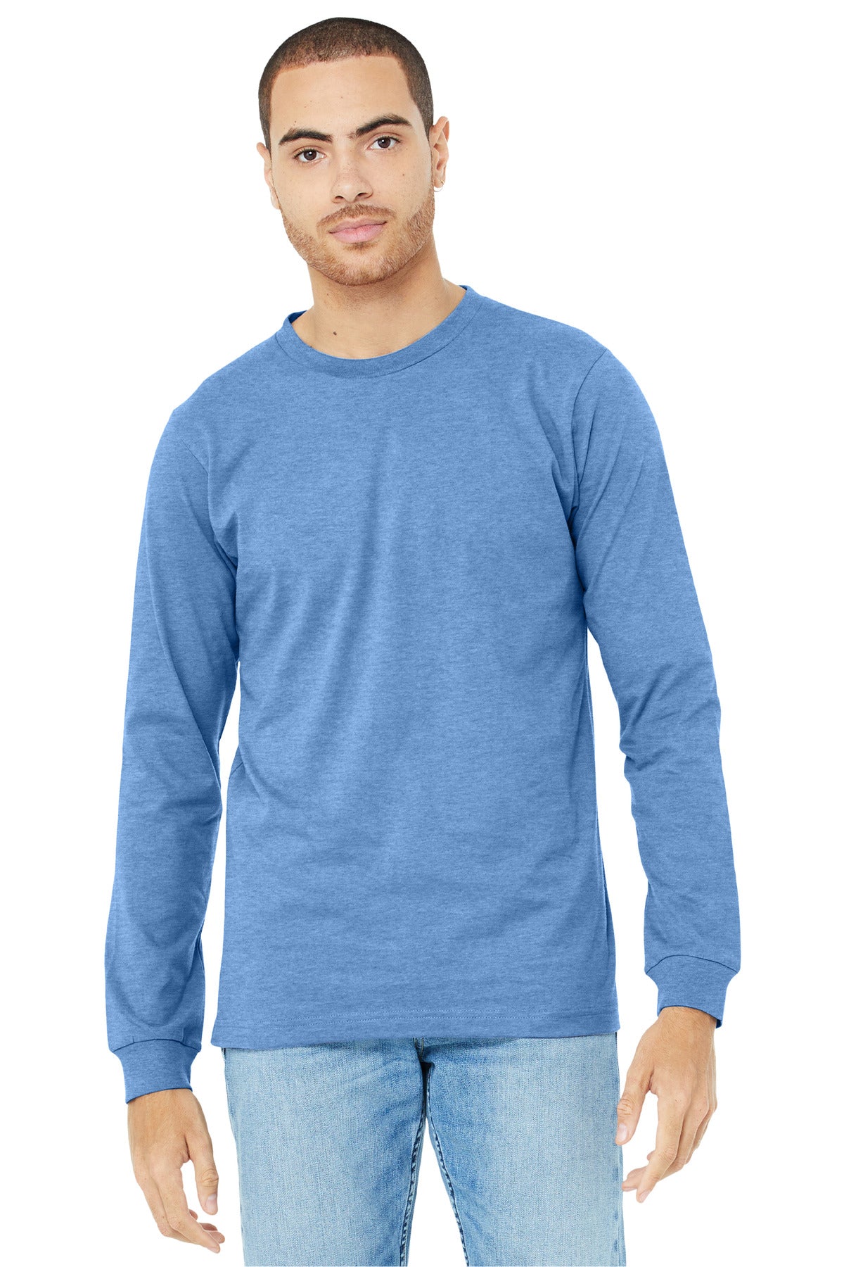 BELLA+CANVAS® Unisex Heather CVC Long Sleeve Tee - Heather Carolina Blue - 2XL