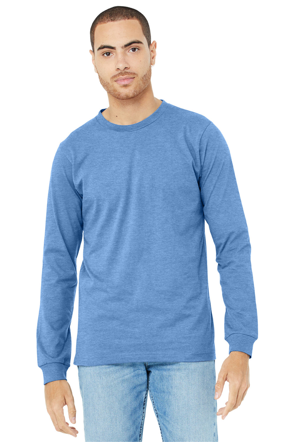 BELLA+CANVAS® Unisex Heather CVC Long Sleeve Tee - Heather Carolina Blue - 2XL