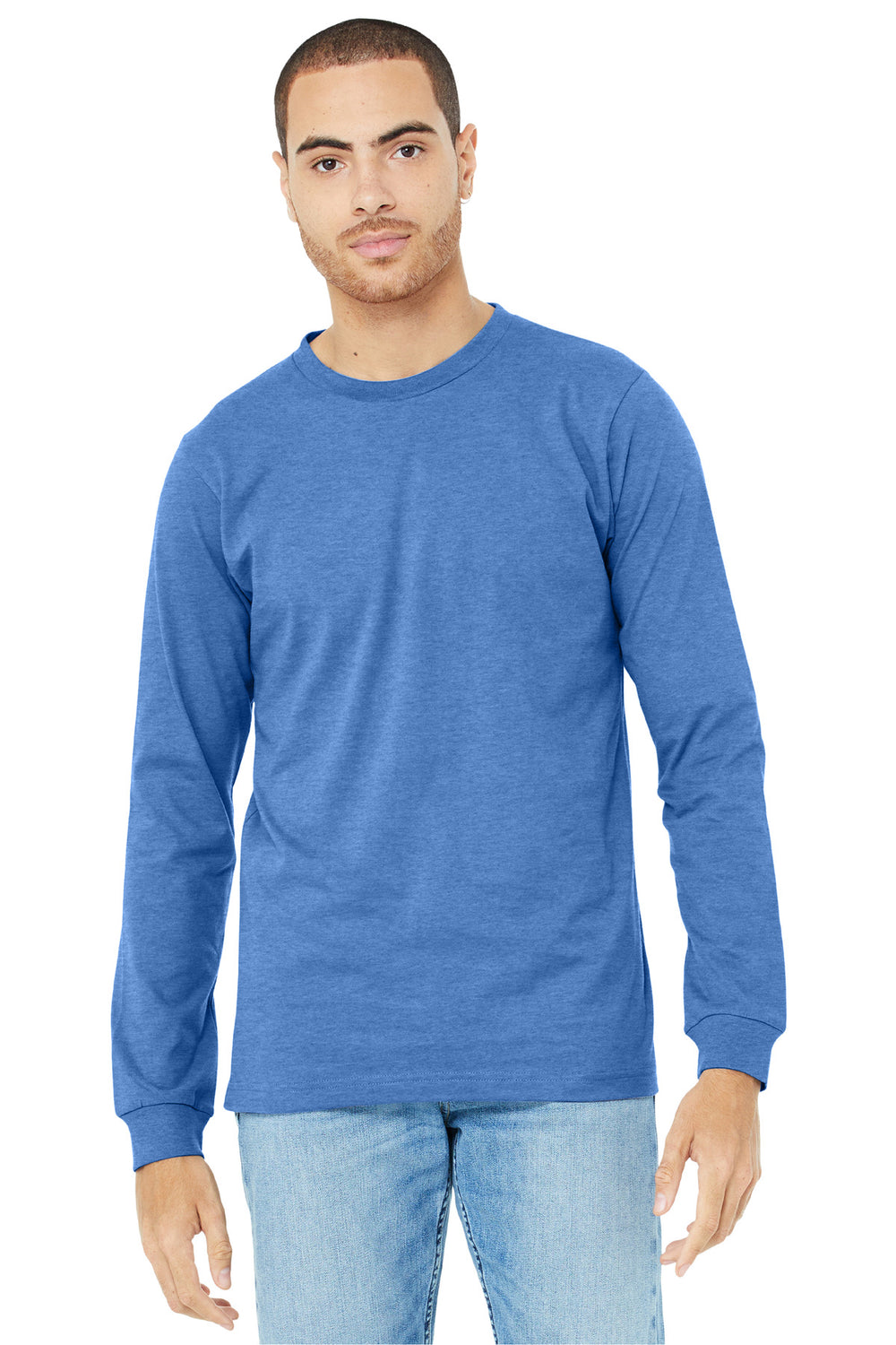 BELLA+CANVAS® Unisex Heather CVC Long Sleeve Tee - Heather Columbia Blue - 2XL