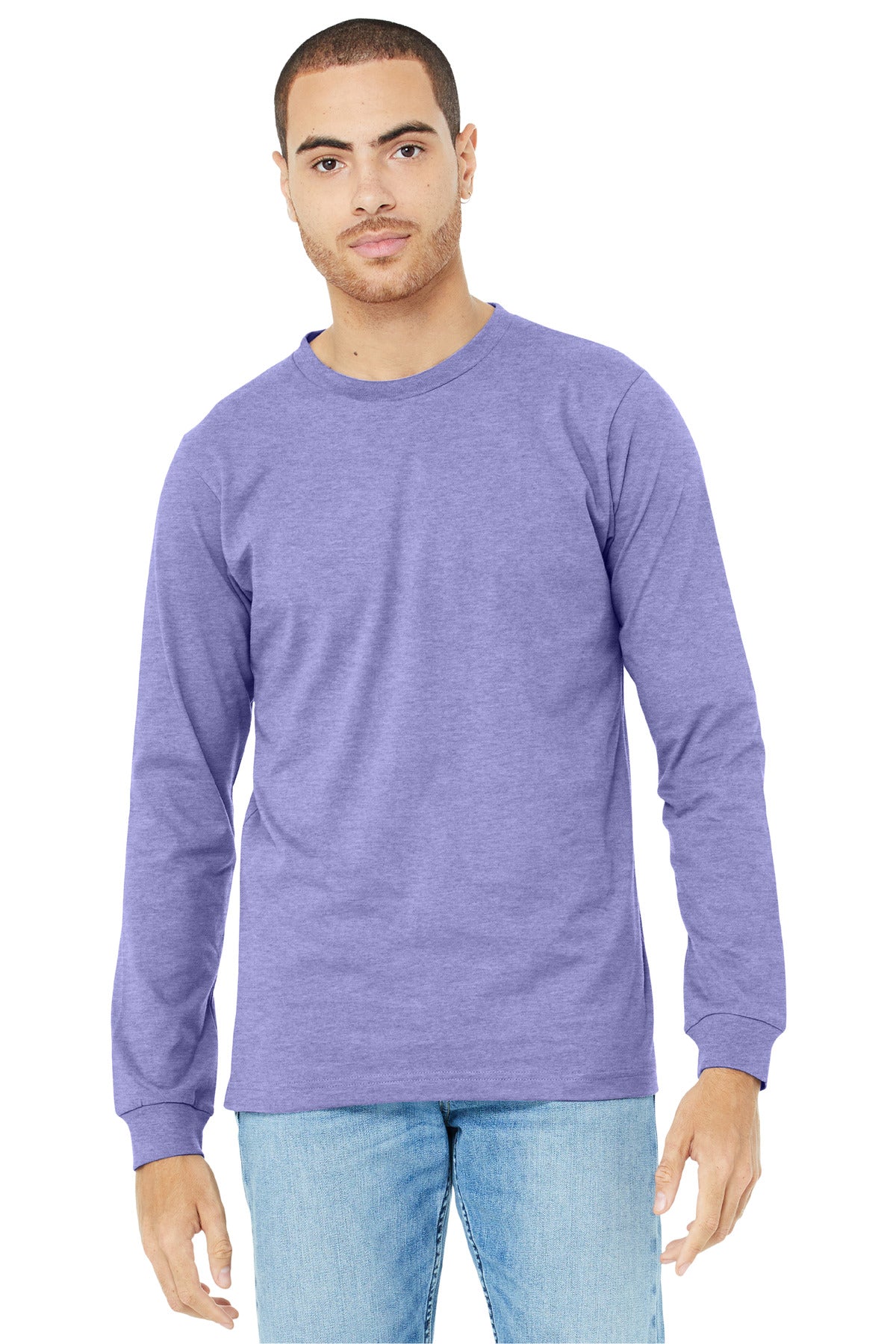 BELLA+CANVAS® Unisex Heather CVC Long Sleeve Tee - Heather Dark Lavender - 2XL