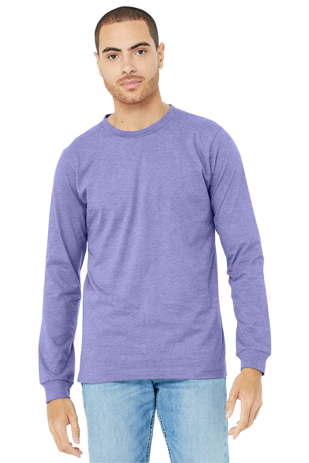 BELLA+CANVAS® Unisex Heather CVC Long Sleeve Tee - Heather Dark Lavender - 2XL