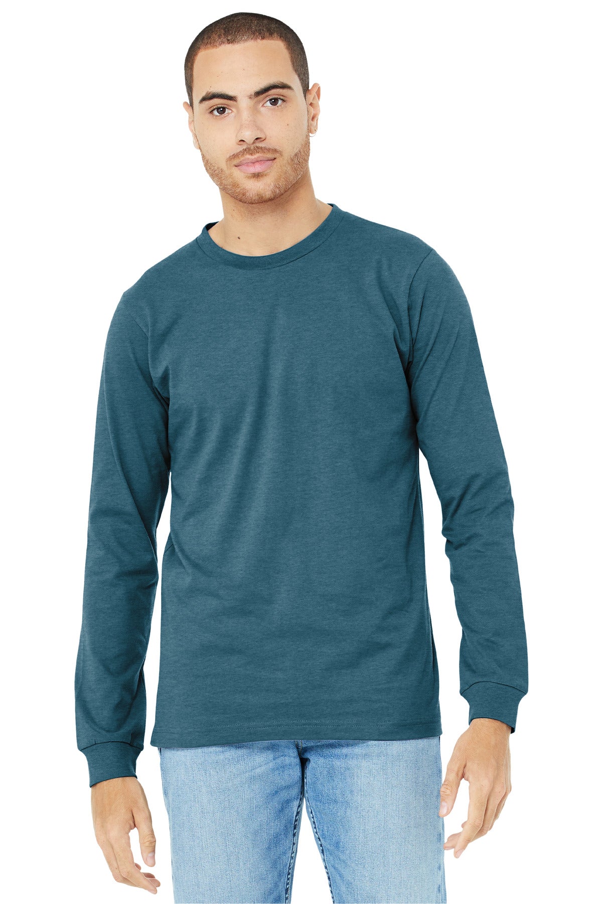 BELLA+CANVAS® Unisex Heather CVC Long Sleeve Tee - Heather Deep Teal - 2XL