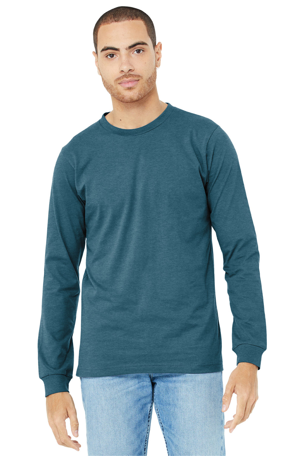 BELLA+CANVAS® Unisex Heather CVC Long Sleeve Tee - Heather Deep Teal - 2XL