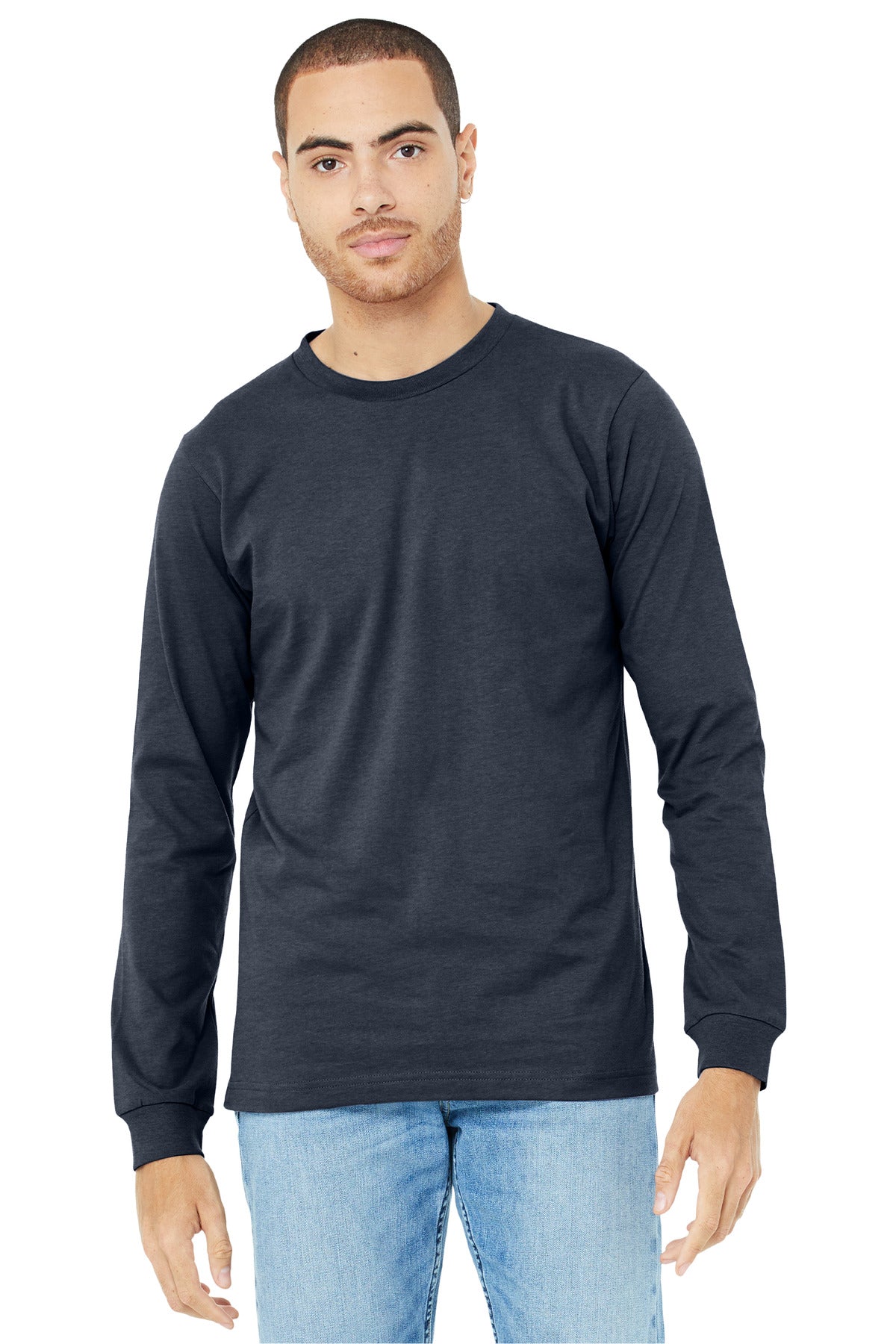 BELLA+CANVAS® Unisex Heather CVC Long Sleeve Tee - Heather Midnight Navy - 2XL