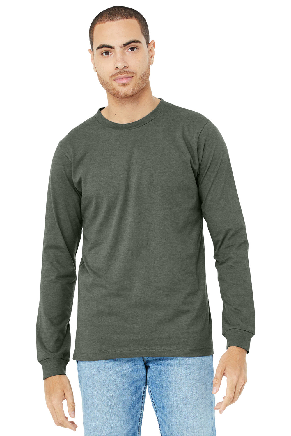 BELLA+CANVAS® Unisex Heather CVC Long Sleeve Tee - Heather Military Green - 2XL