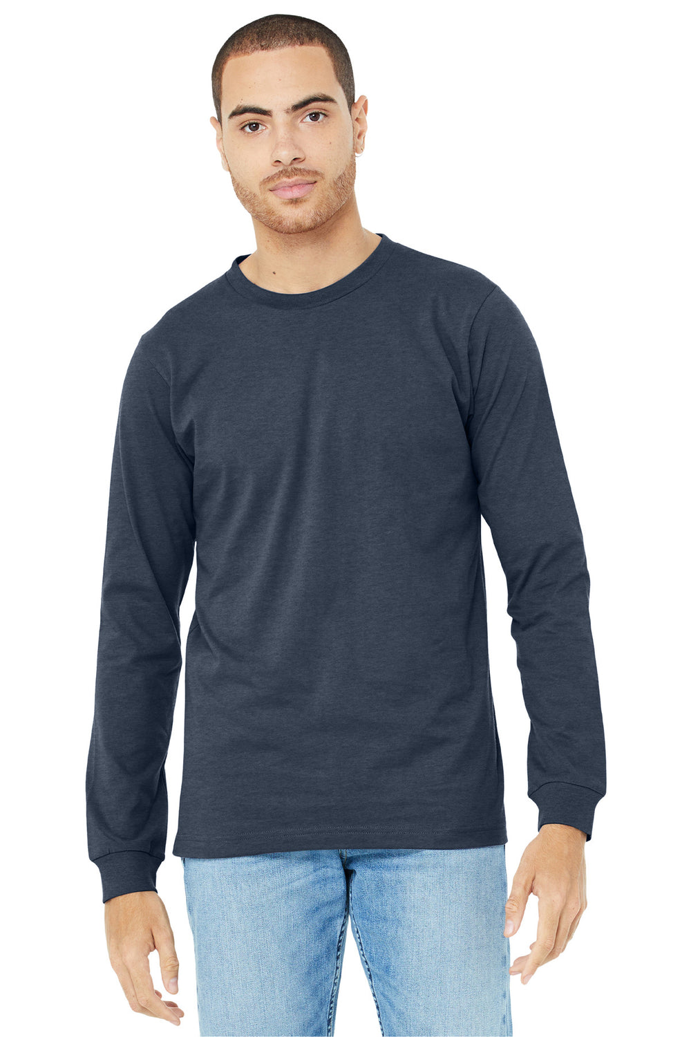 BELLA+CANVAS® Unisex Heather CVC Long Sleeve Tee - Heather Navy - XS