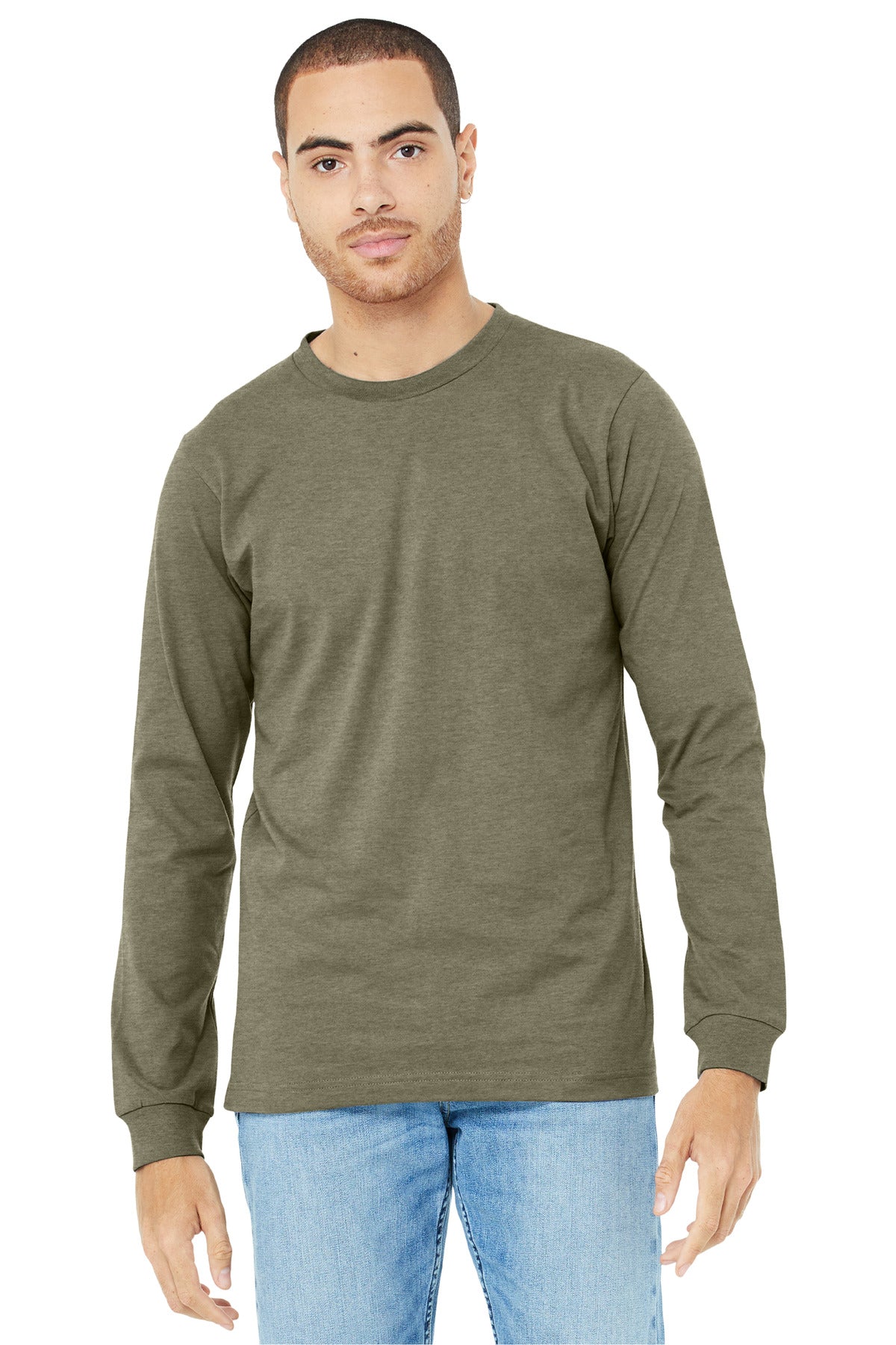 BELLA+CANVAS® Unisex Heather CVC Long Sleeve Tee - Heather Olive - 2XL