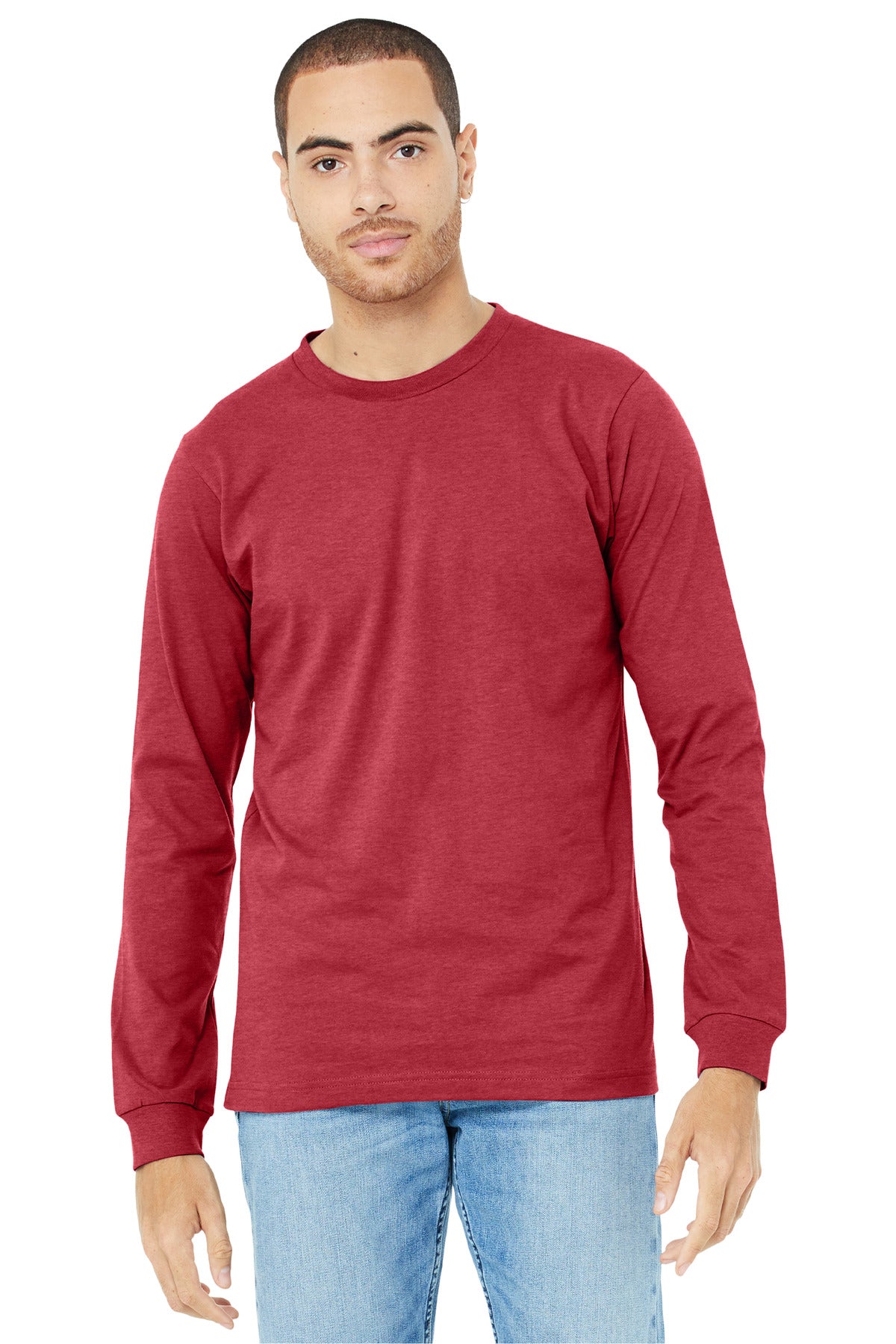 BELLA+CANVAS® Unisex Heather CVC Long Sleeve Tee - Heather Red - 2XL