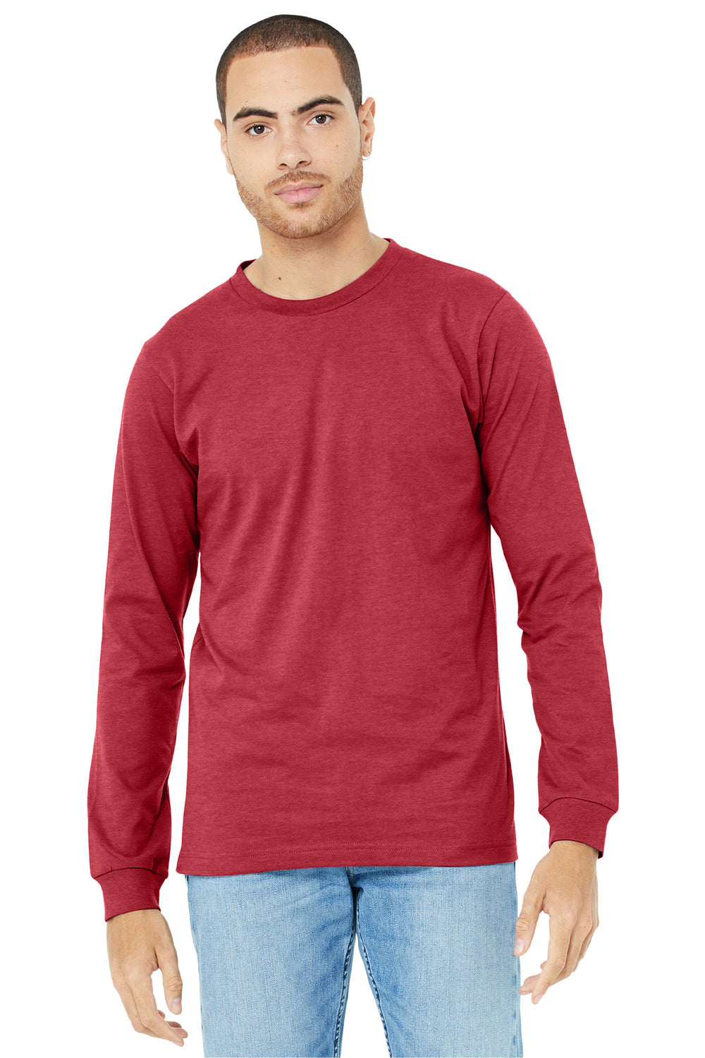 BELLA+CANVAS® Unisex Heather CVC Long Sleeve Tee - Heather Red - 2XL