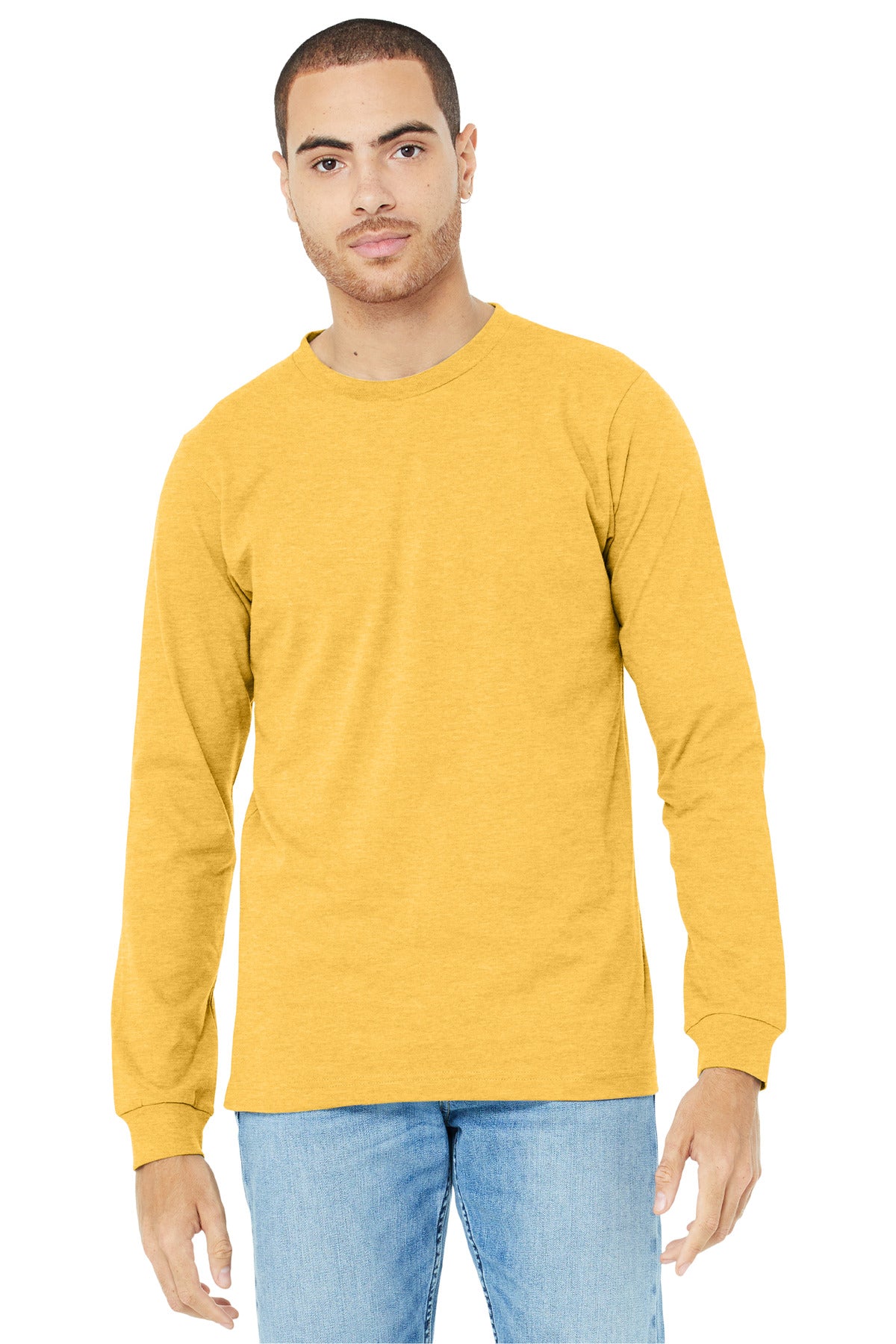 BELLA+CANVAS® Unisex Heather CVC Long Sleeve Tee - Heather Yellow Gold - 2XL