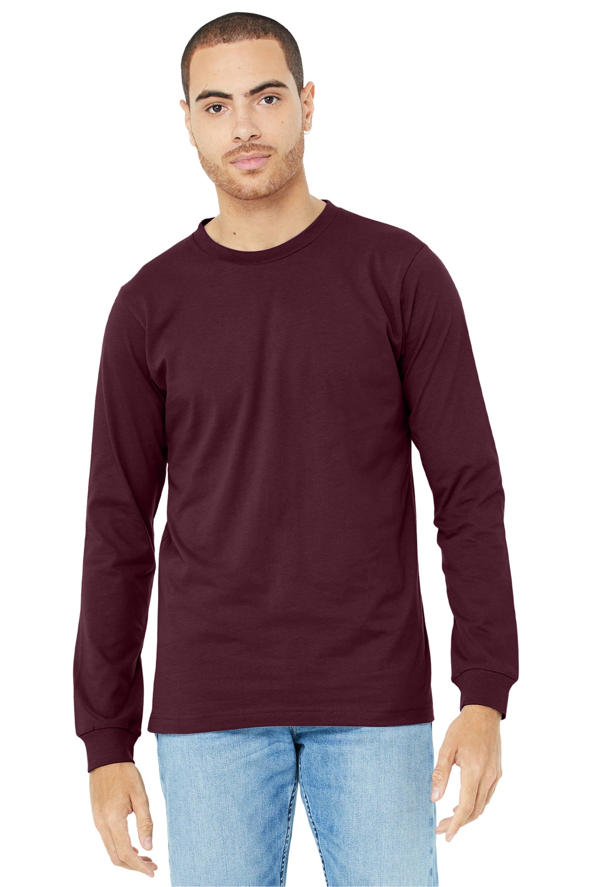 BELLA+CANVAS® Unisex Jersey Long Sleeve Tee - Maroon - 2XL