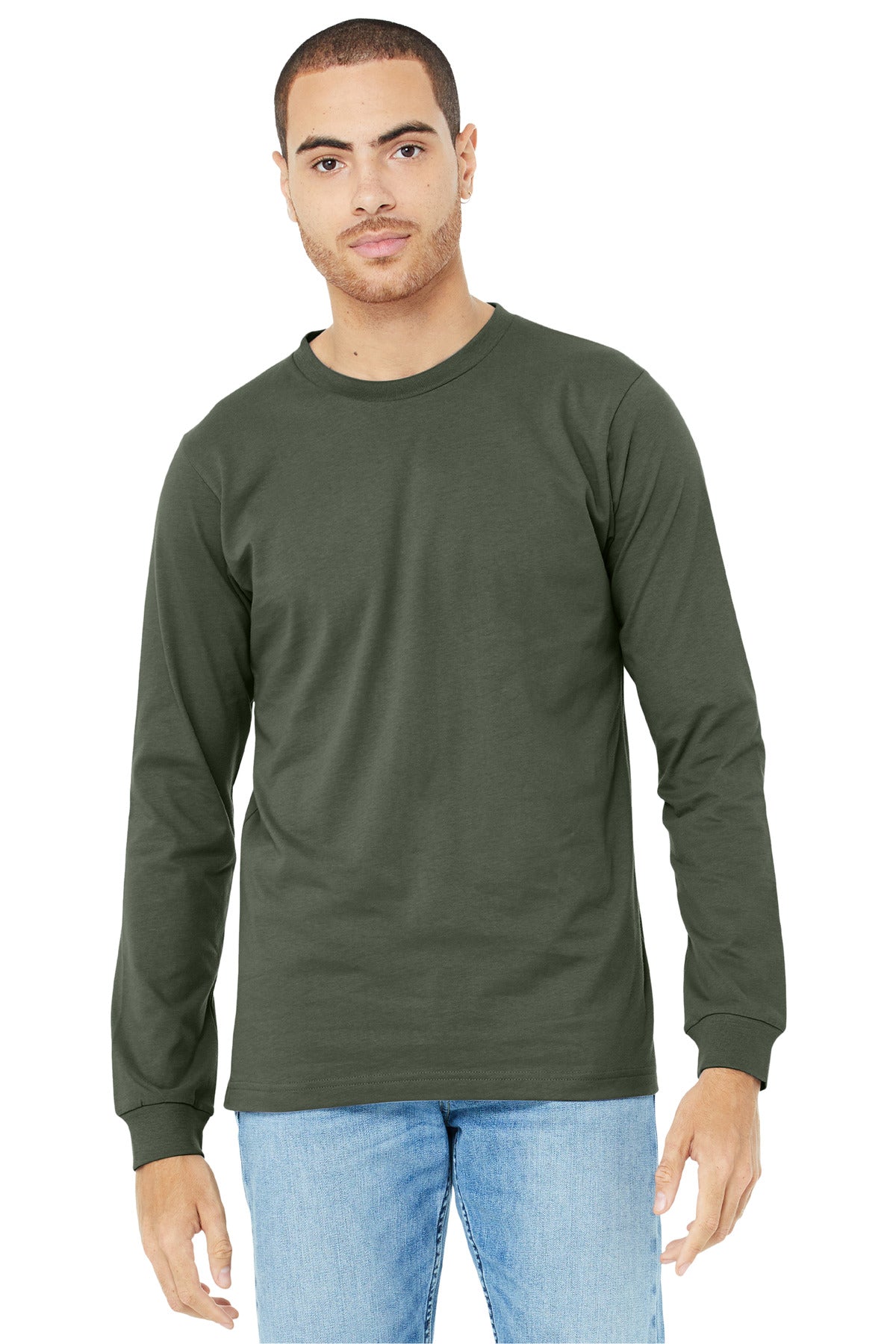 BELLA+CANVAS® Unisex Jersey Long Sleeve Tee - Military Green - XS