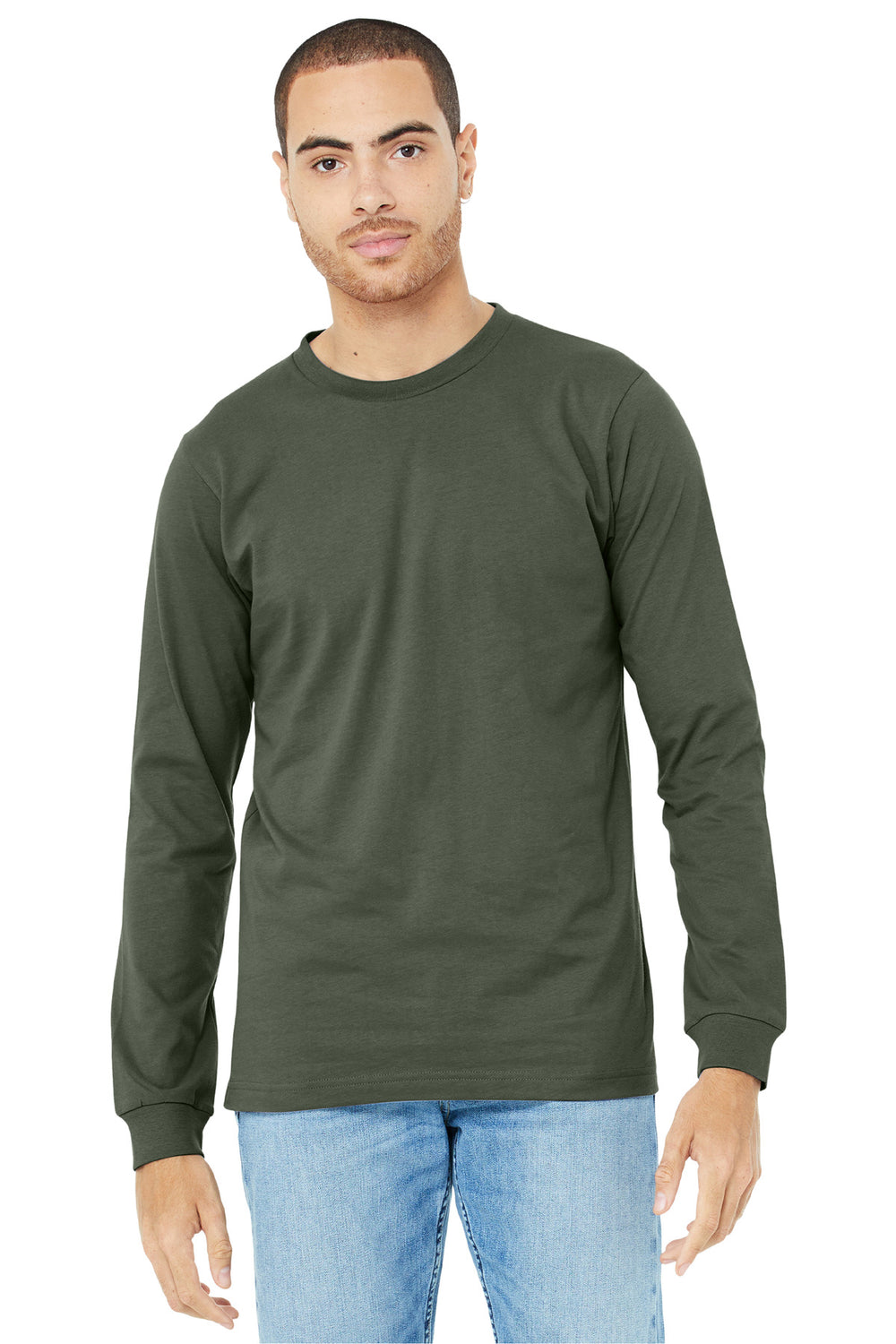 BELLA+CANVAS® Unisex Jersey Long Sleeve Tee - Military Green - XS