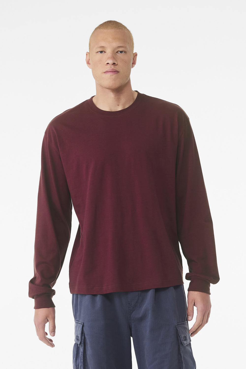 BELLA+CANVAS® Unisex 6-Ounce Heavyweight Long Sleeve Tee - Maroon - XS
