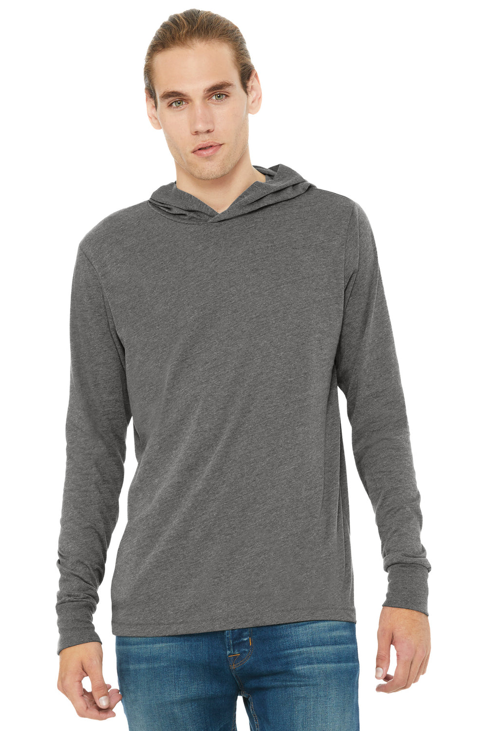 BELLA+CANVAS® Unisex Jersey Long Sleeve Hoodie - Grey Triblend - 2XL