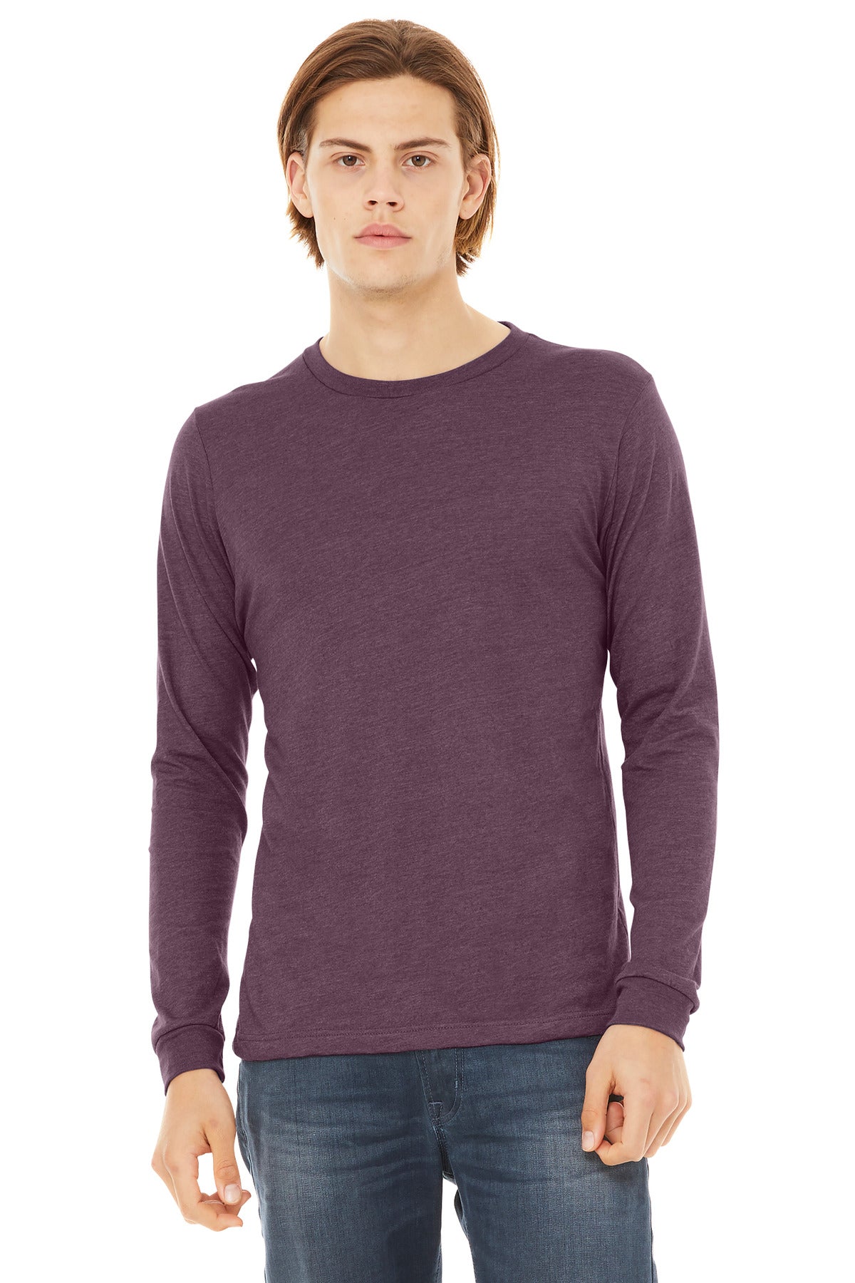 BELLA+CANVAS® Unisex Triblend Long Sleeve Tee - Maroon Triblend - XS