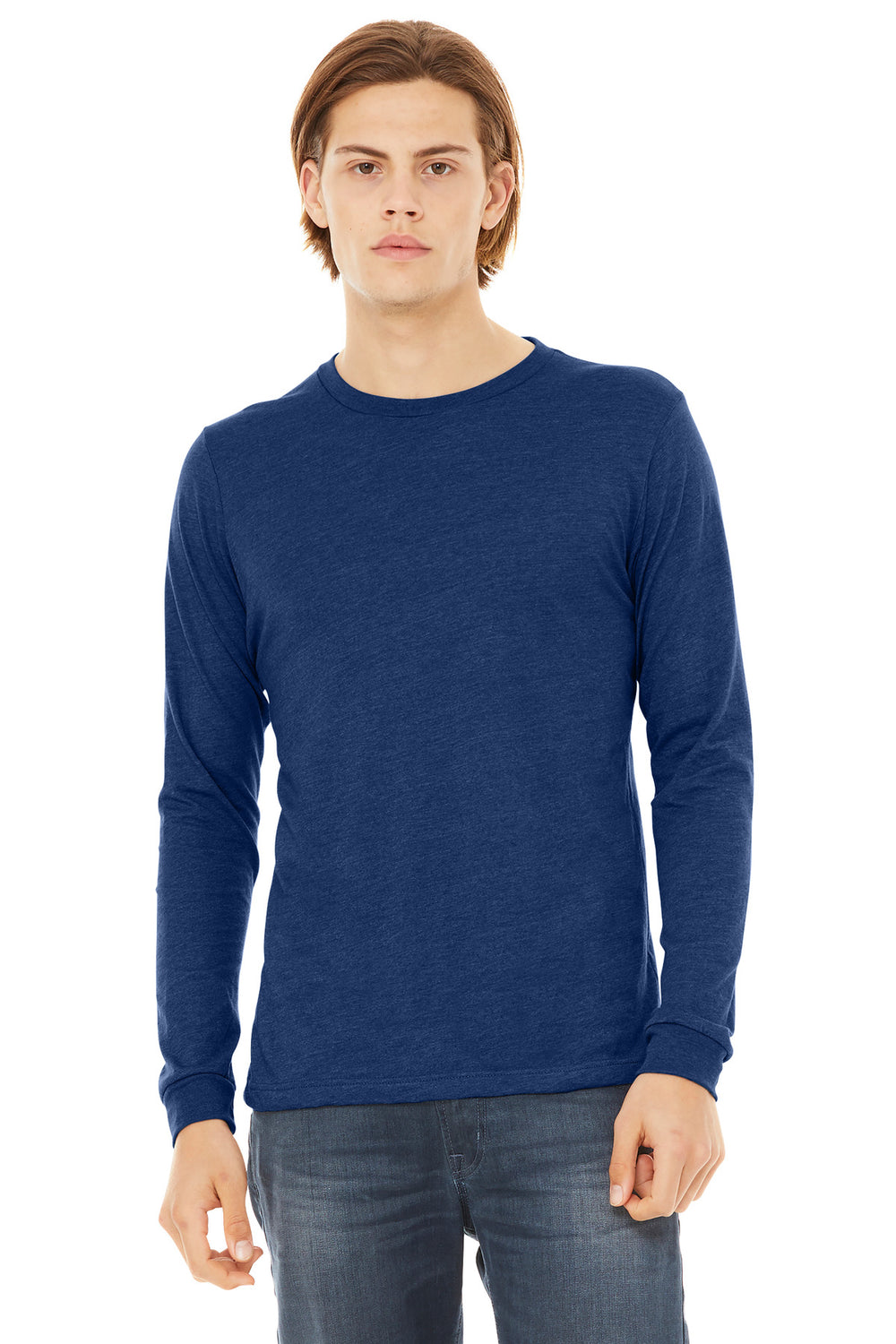 BELLA+CANVAS® Unisex Triblend Long Sleeve Tee - Navy Triblend - XS