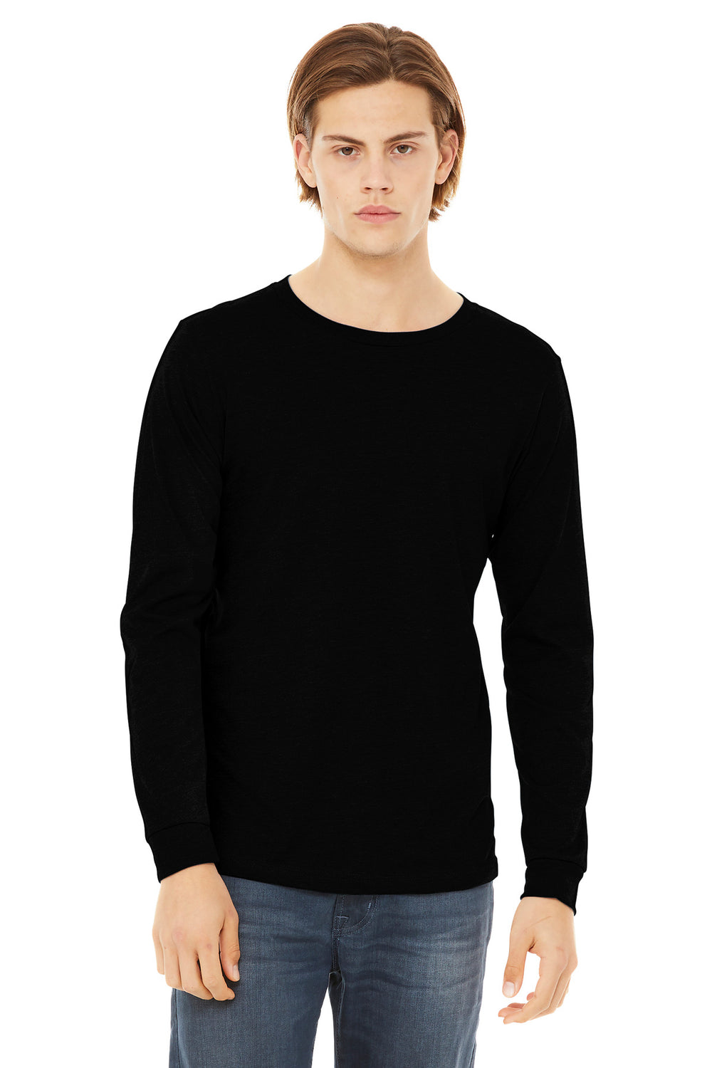 BELLA+CANVAS® Unisex Triblend Long Sleeve Tee - Solid Black Triblend - XS